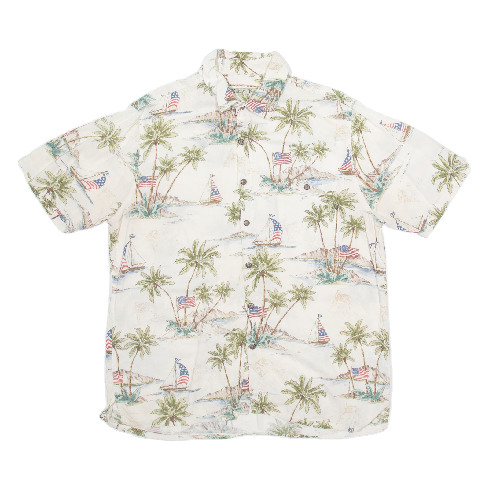 BATIK BAY Mens Hawaiian Shirt White Crazy Pattern L Refurbished - N/A refurbished available on Cerqular