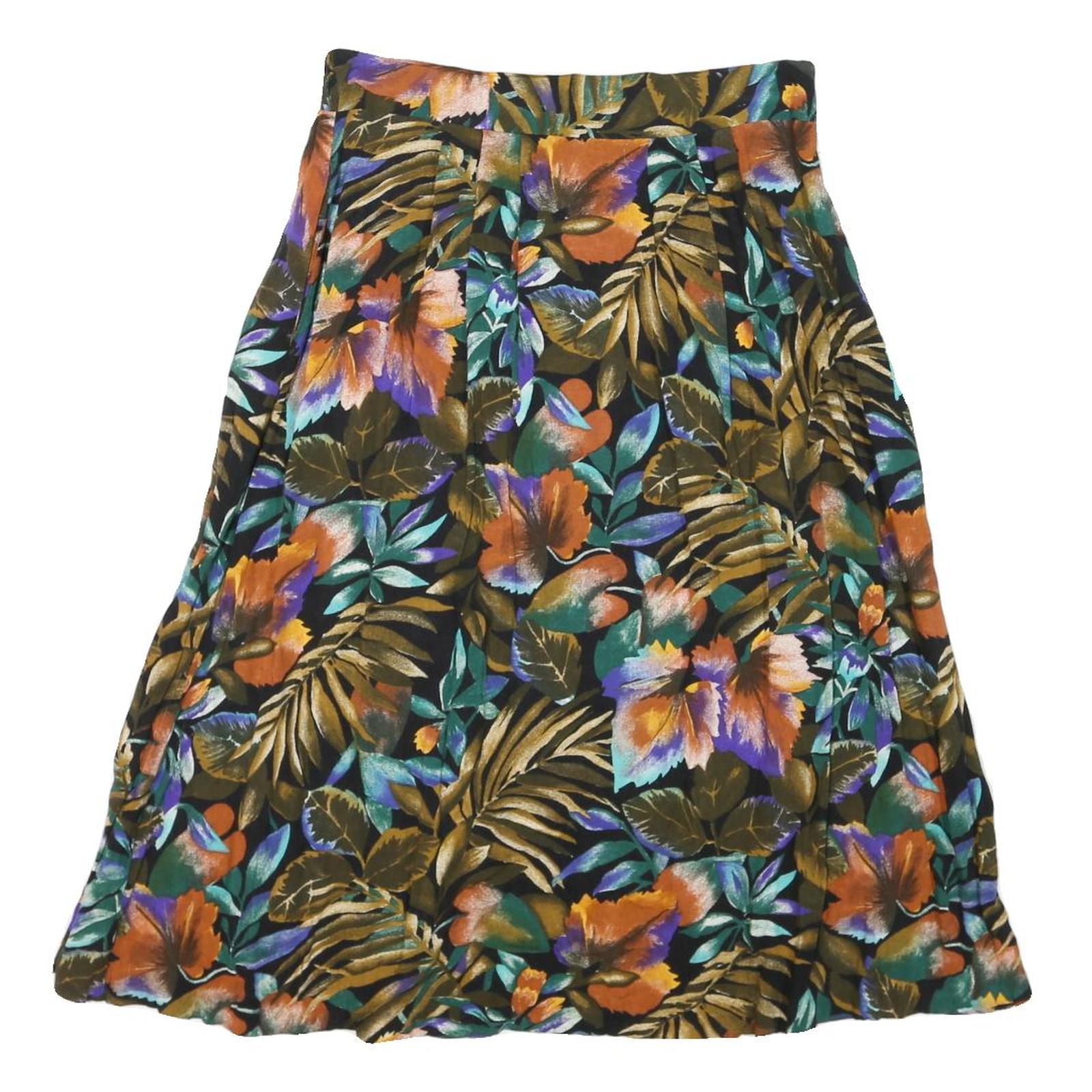 YASMIN Womens Multicolour Floral Print Swing Midi Cotton Blend Skirt L Stylish Refurbished - N/A refurbished available on Cerqular