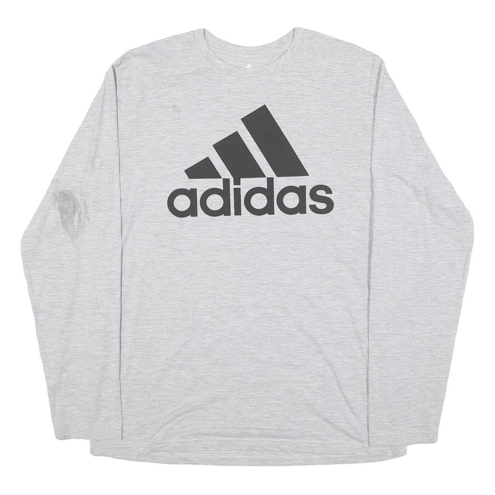 ADIDAS Mens Grey Long Sleeve Crew Neck Logo Graphic T-Shirt L Cotton Blend Refurbished - N/A refurbished available on Cerqular