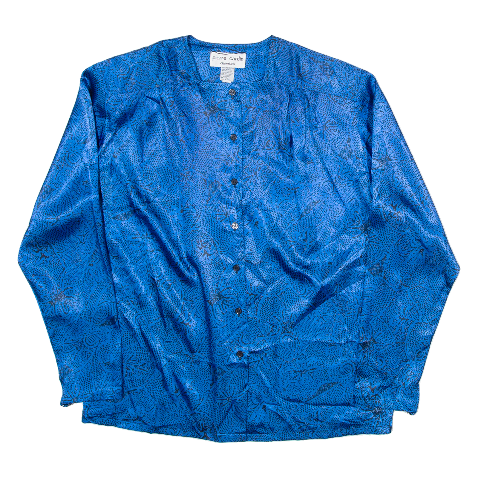 PIERRE CARDIN Womens Printed Shirt Blue Long Sleeve Floral L Refurbished - N/A refurbished available on Cerqular