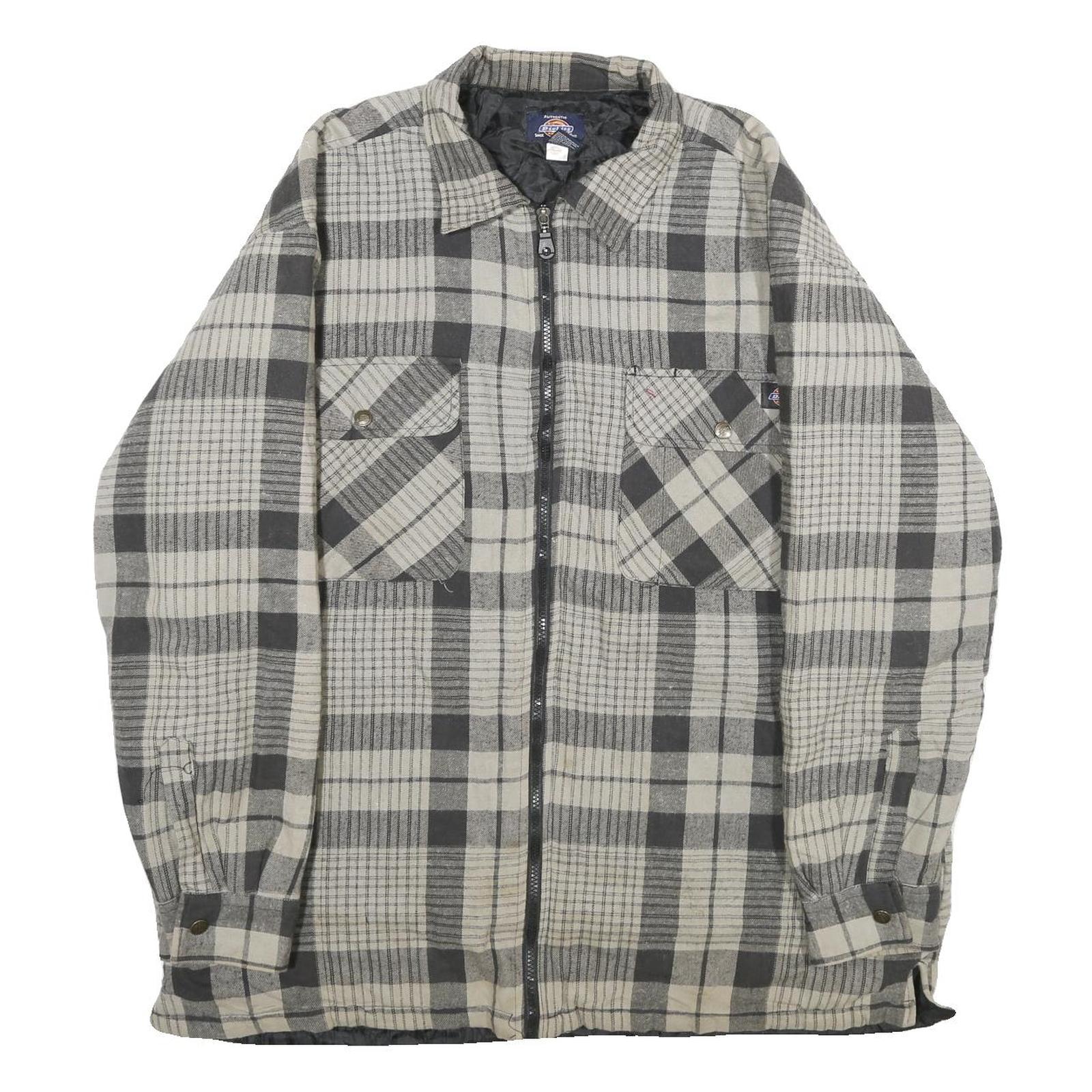 DICKIES Mens Grey & White Plaid Cotton Blend Zip Jacket XL Workwear Casual Refurbished - N/A refurbished available on Cerqular