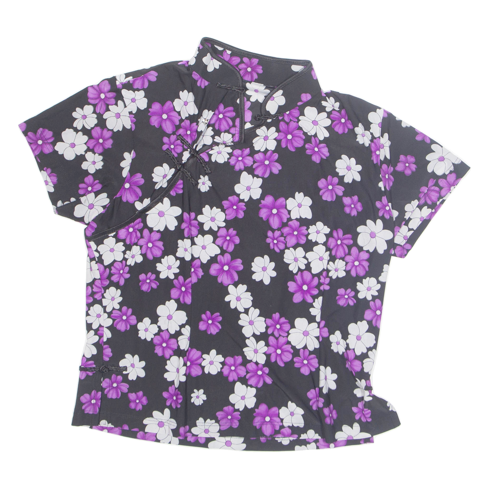 Eastern Inspired Womens Printed Top Purple High Neck Floral M Refurbished - N/A refurbished available on Cerqular