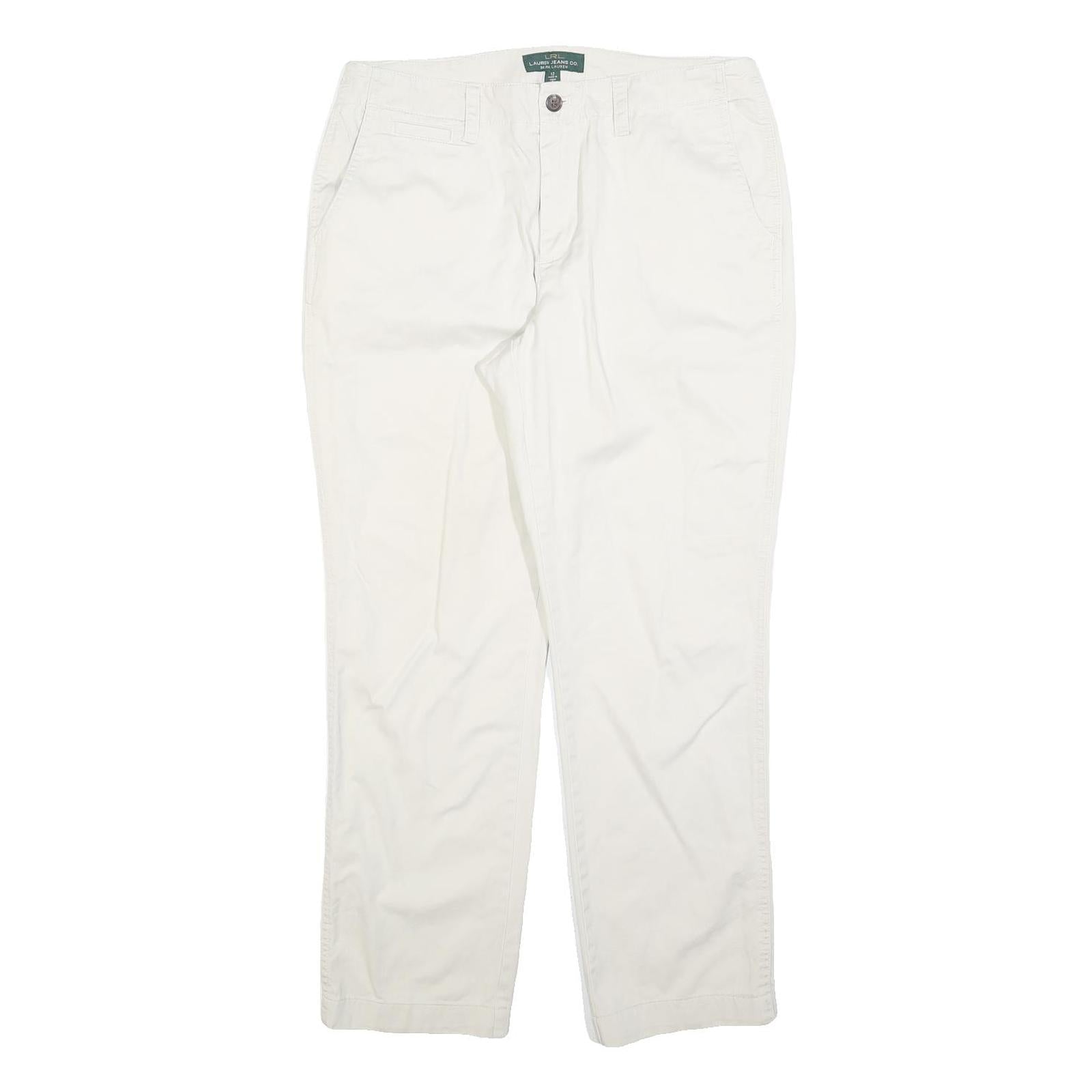 LAUREN RALPH LAUREN Womens Cotton Blend White Regular Straight Trousers W34 L30 Refurbished - N/A refurbished available on Cerqular