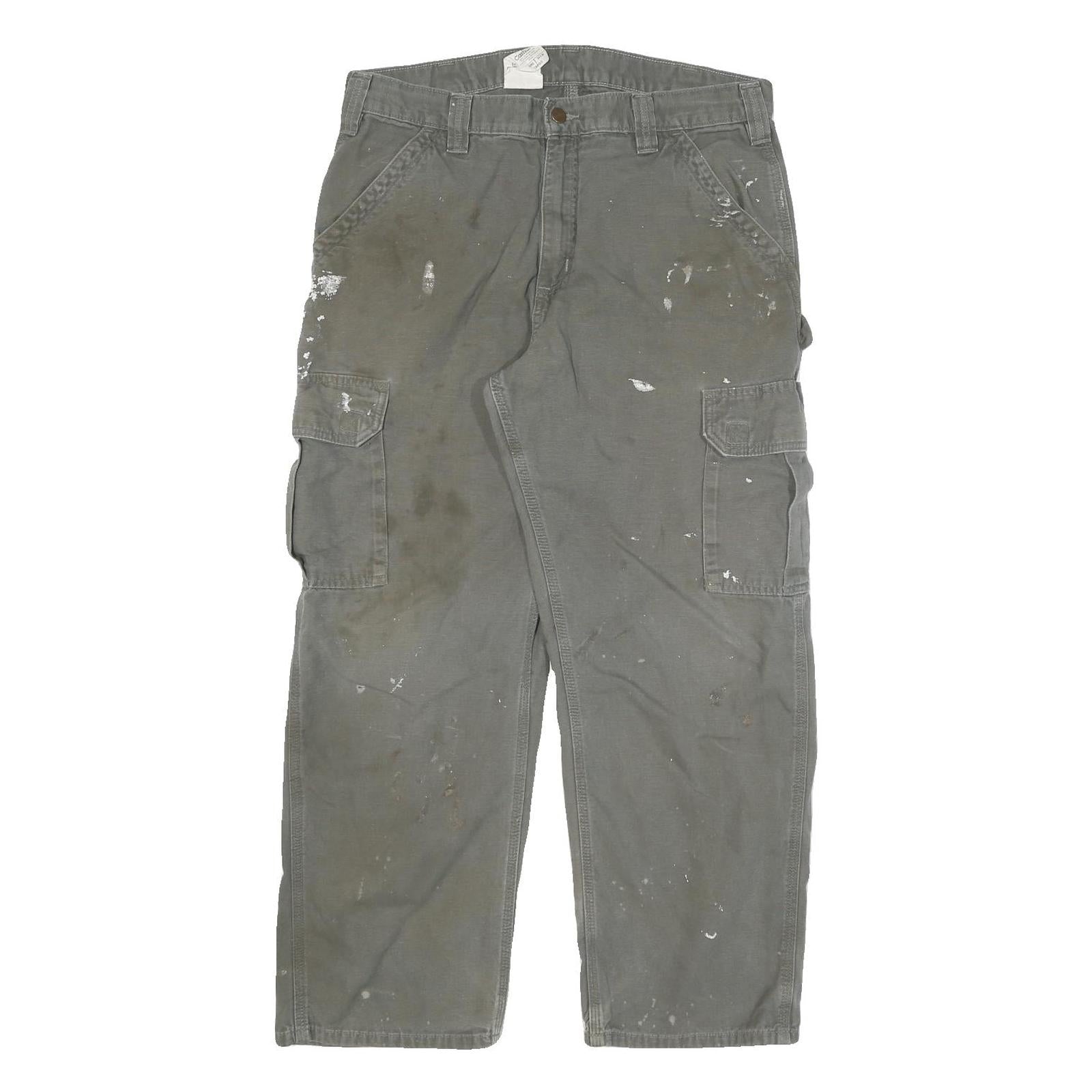 CARHARTT Mens Cotton Blend Relaxed Cargo Trousers W34 L27 Workwear Utility Zip Refurbished - N/A refurbished available on Cerqular