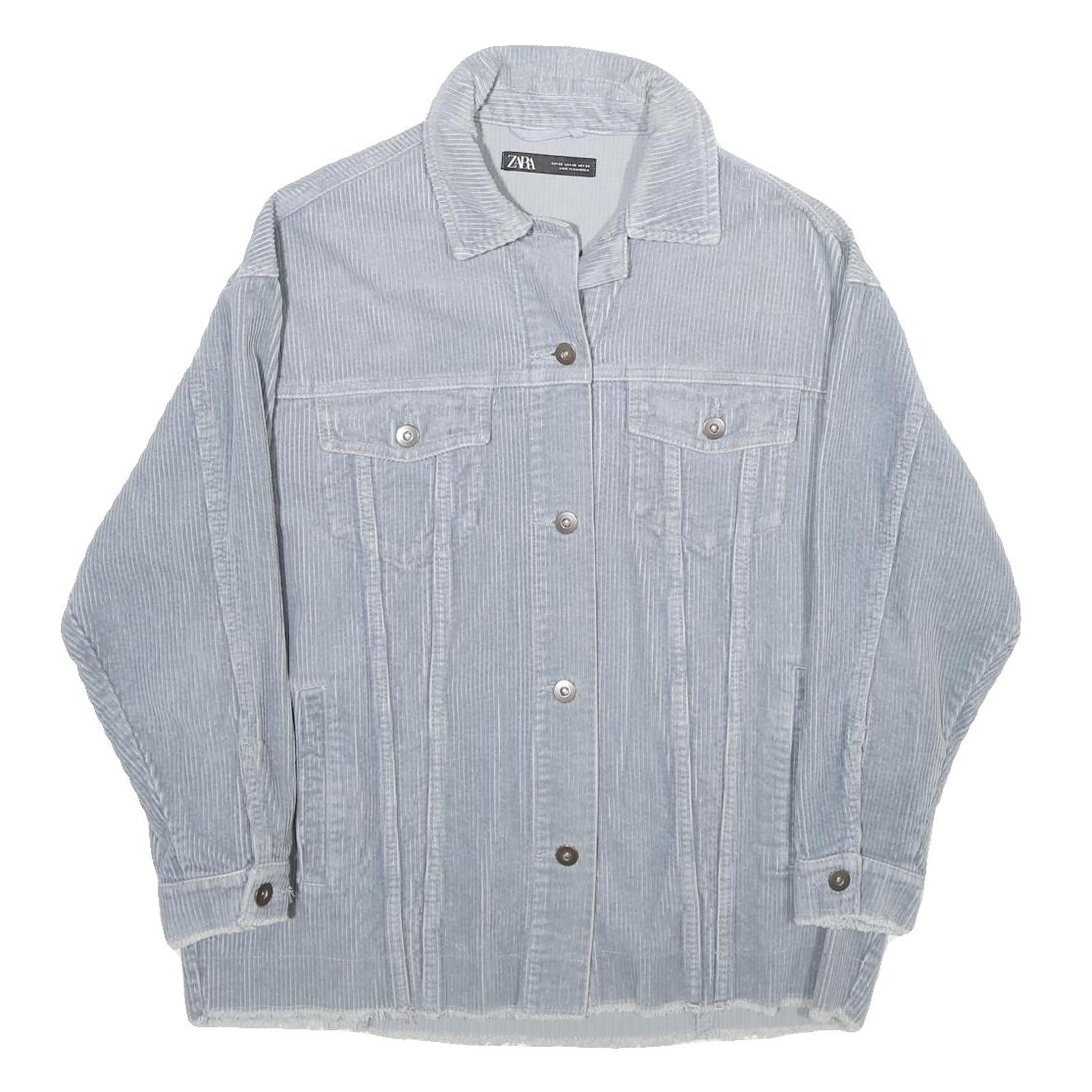 ZARA Womens Blue Cotton Corduroy Button Jacket XS Casual Lightweight Outerwear Refurbished - N/A refurbished available on Cerqular