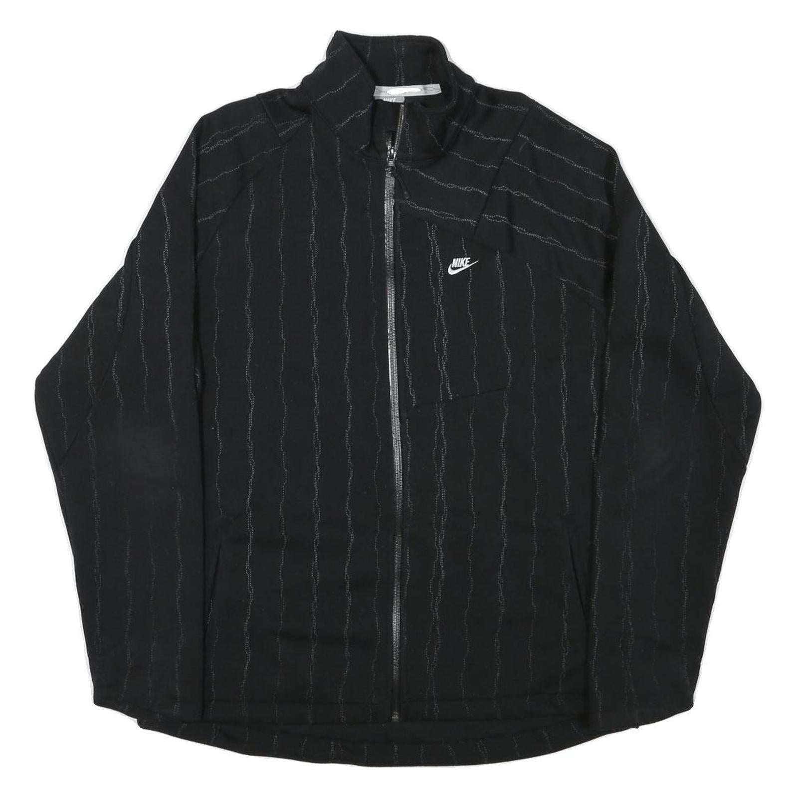 NIKE Mens Black Track Jacket L Polyester Blend Zip Plain Casual Sportswear Refurbished - N/A refurbished available on Cerqular