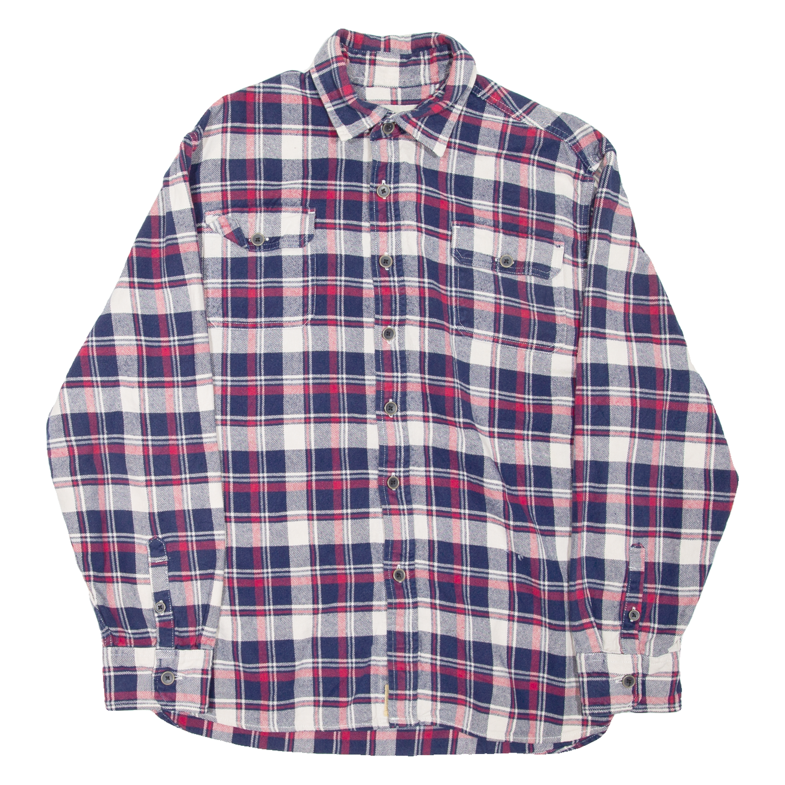 JACHS Mens Flannel Shirt Blue Plaid Long Sleeve L Refurbished - N/A refurbished available on Cerqular