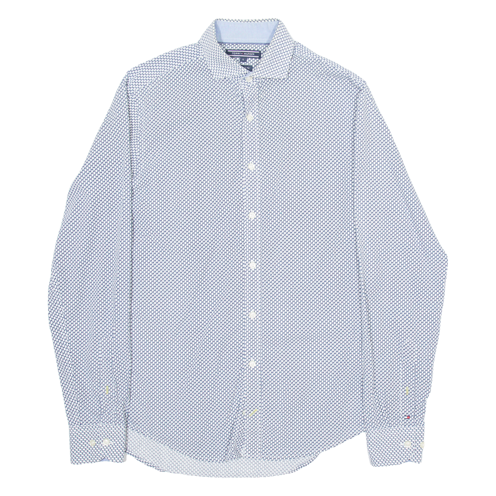 TOMMY HILFIGER Mens Shirt Blue Geometric Long Sleeve S Refurbished - N/A refurbished available on Cerqular