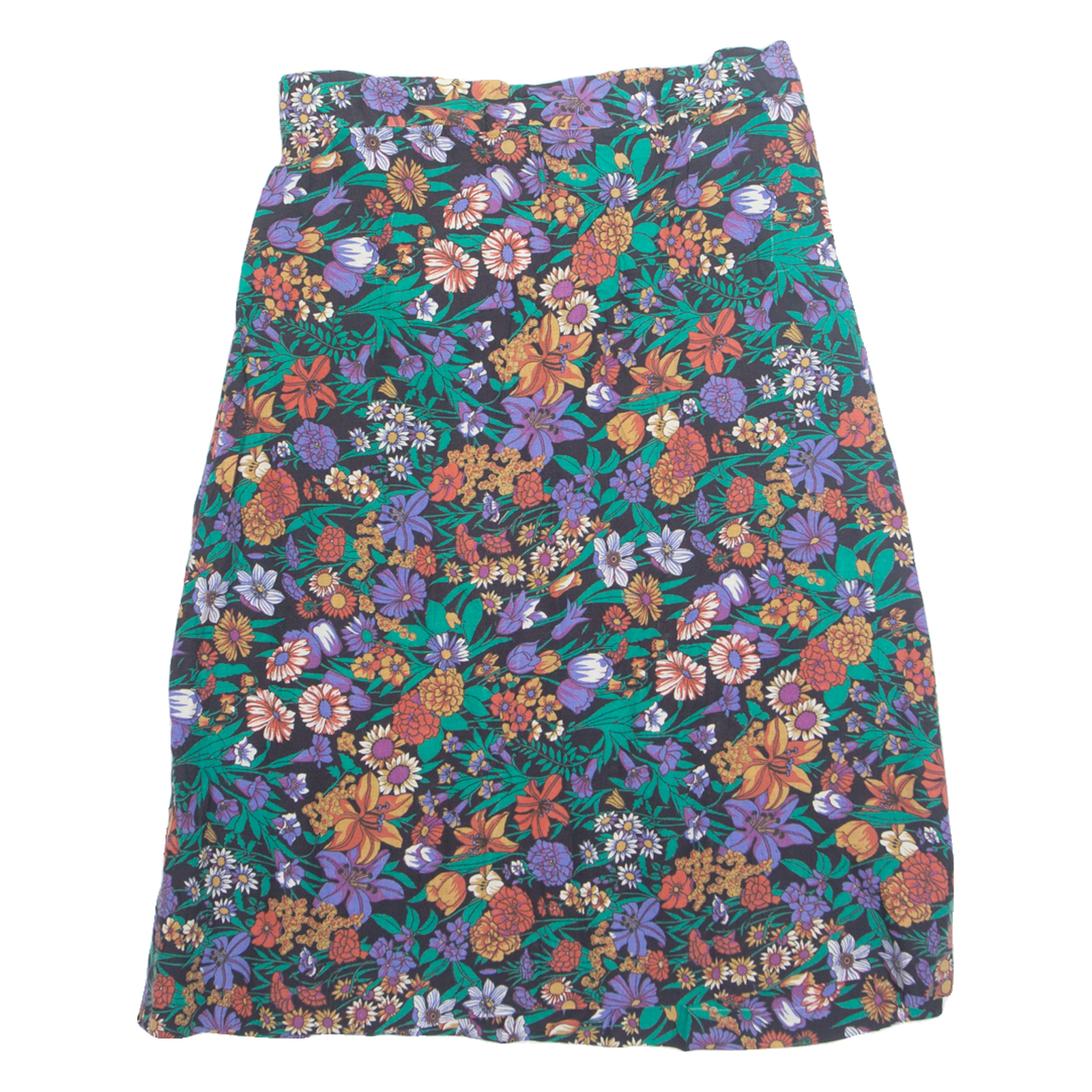 TURTLEBACK Womens A-Line Skirt Black Knee Length 90s Floral M Refurbished - N/A refurbished available on Cerqular