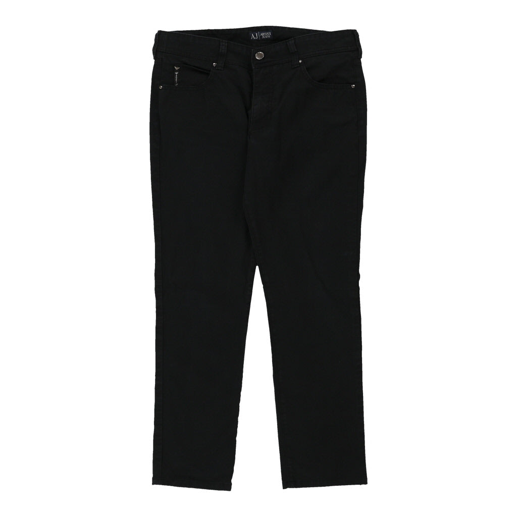 Armani Jeans Trousers - 33W 27L Black Cotton Refurbished - Thrifted (note: this is a term often used to describe second- refurbished available on Cerqular