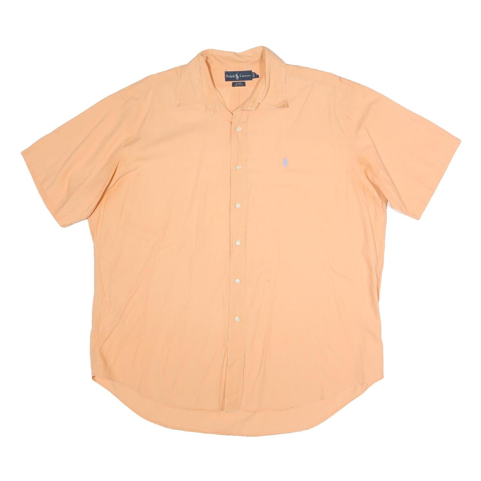 RALPH LAUREN Mens Peach Shirt XL Cotton Blend Short Sleeve Casual Refurbished - N/A refurbished available on Cerqular