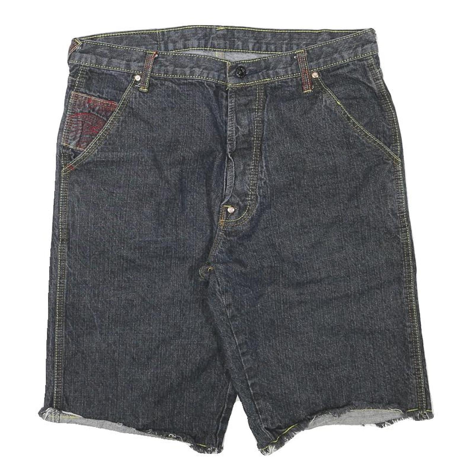 RMC Mens Shorts Blue Denim XL W34 Artistic Patchwork Cotton Blend Casual Refurbished - N/A refurbished available on Cerqular