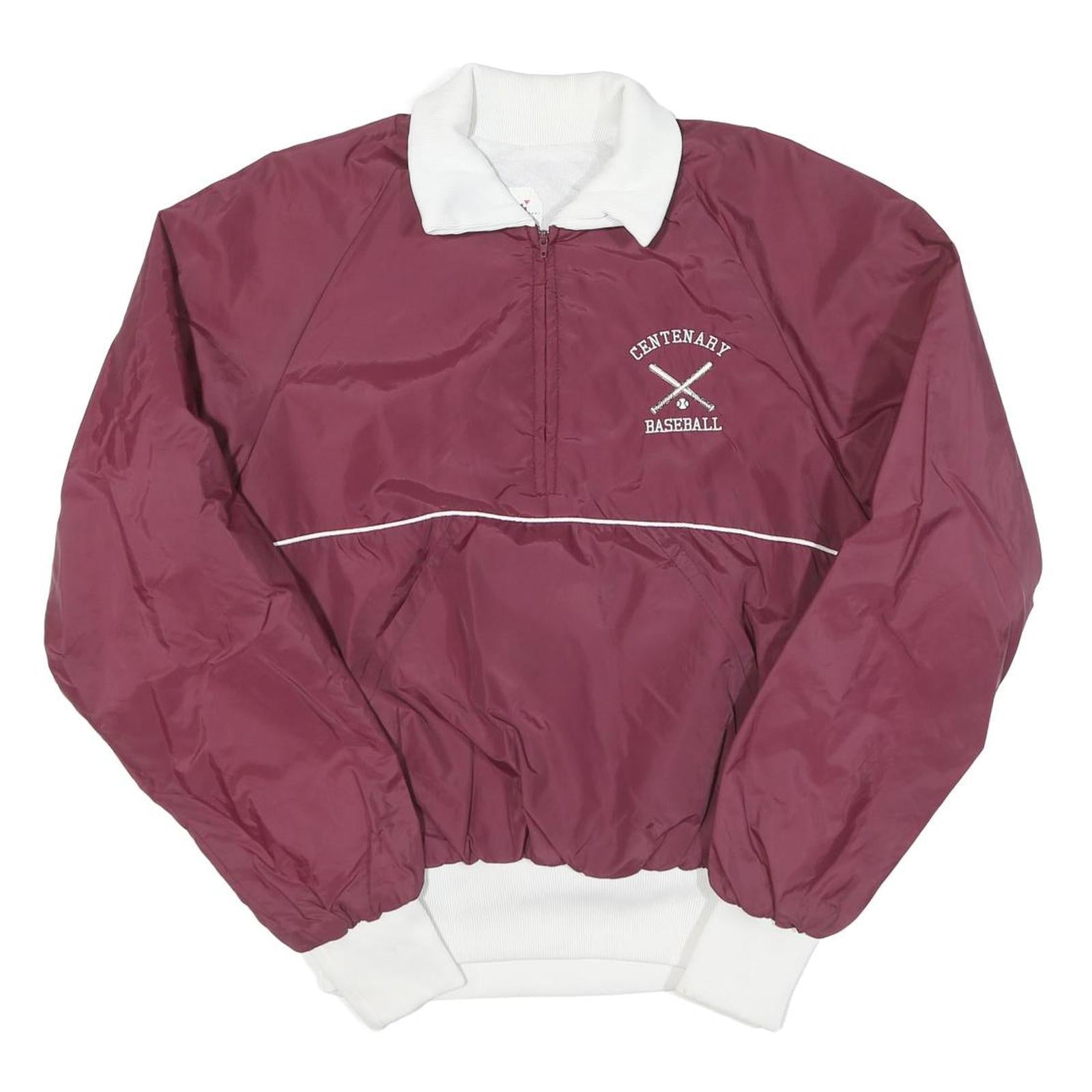 OPTI Mens Maroon & White Baseball Baseball Jacket L Polyester Blend Zip Pullover Refurbished - N/A refurbished available on Cerqular