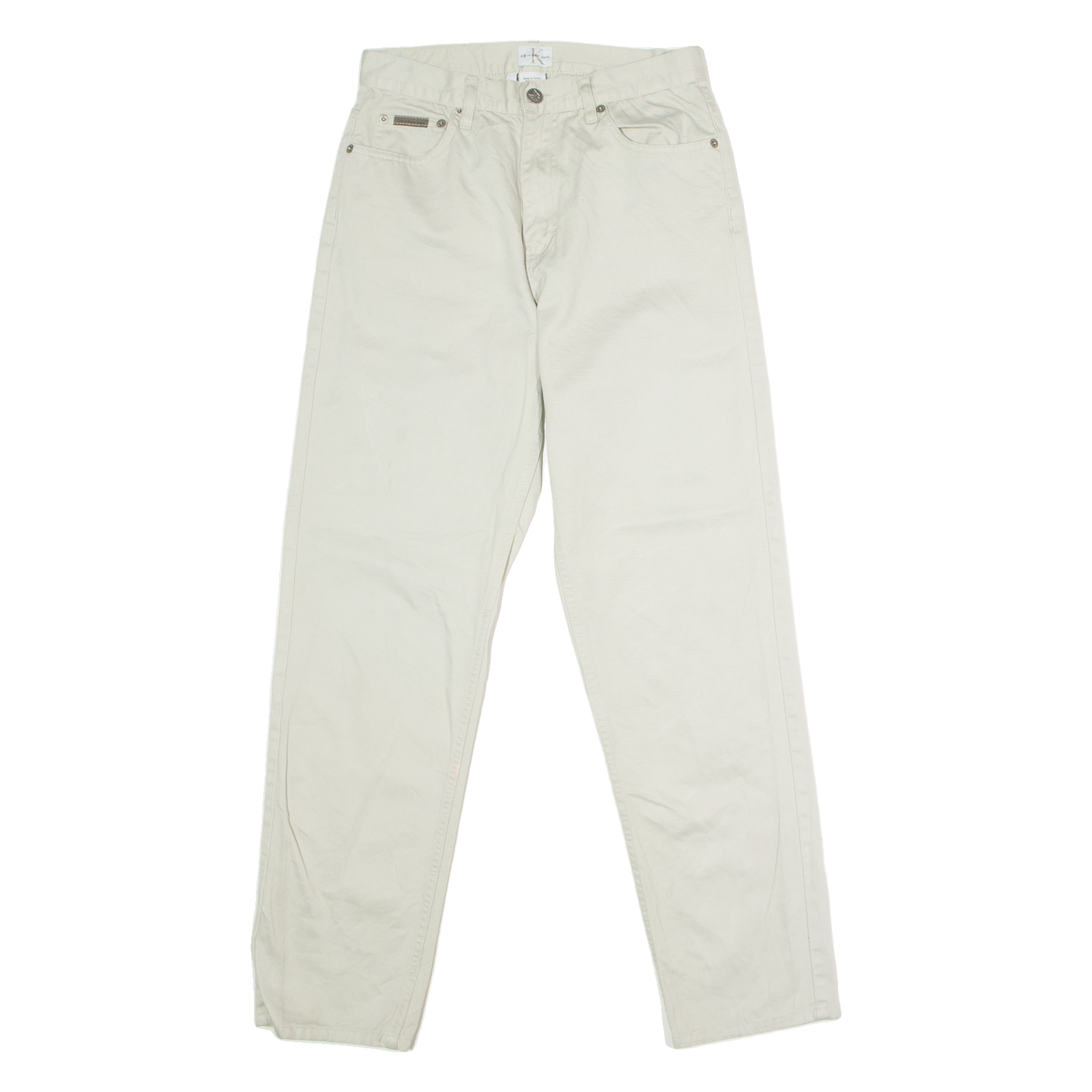 CALVIN KLEIN JEANS Womens Twill Trousers Beige Regular Straight W28 L30 Refurbished - N/A refurbished available on Cerqular