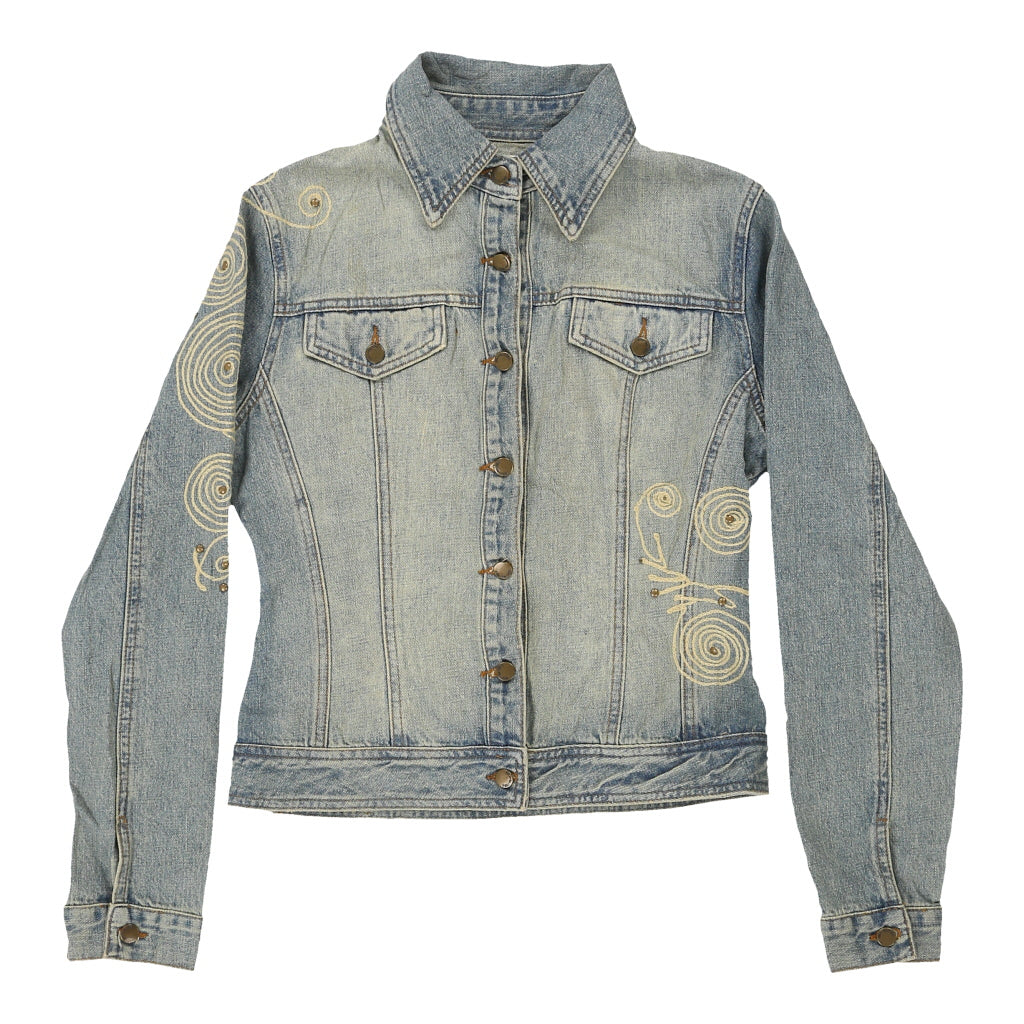 Y2K Artigli Denim Jacket - Small Light Wash Cotton Refurbished - Thrifted (note: this is a term often used to describe second- refurbished available on Cerqular