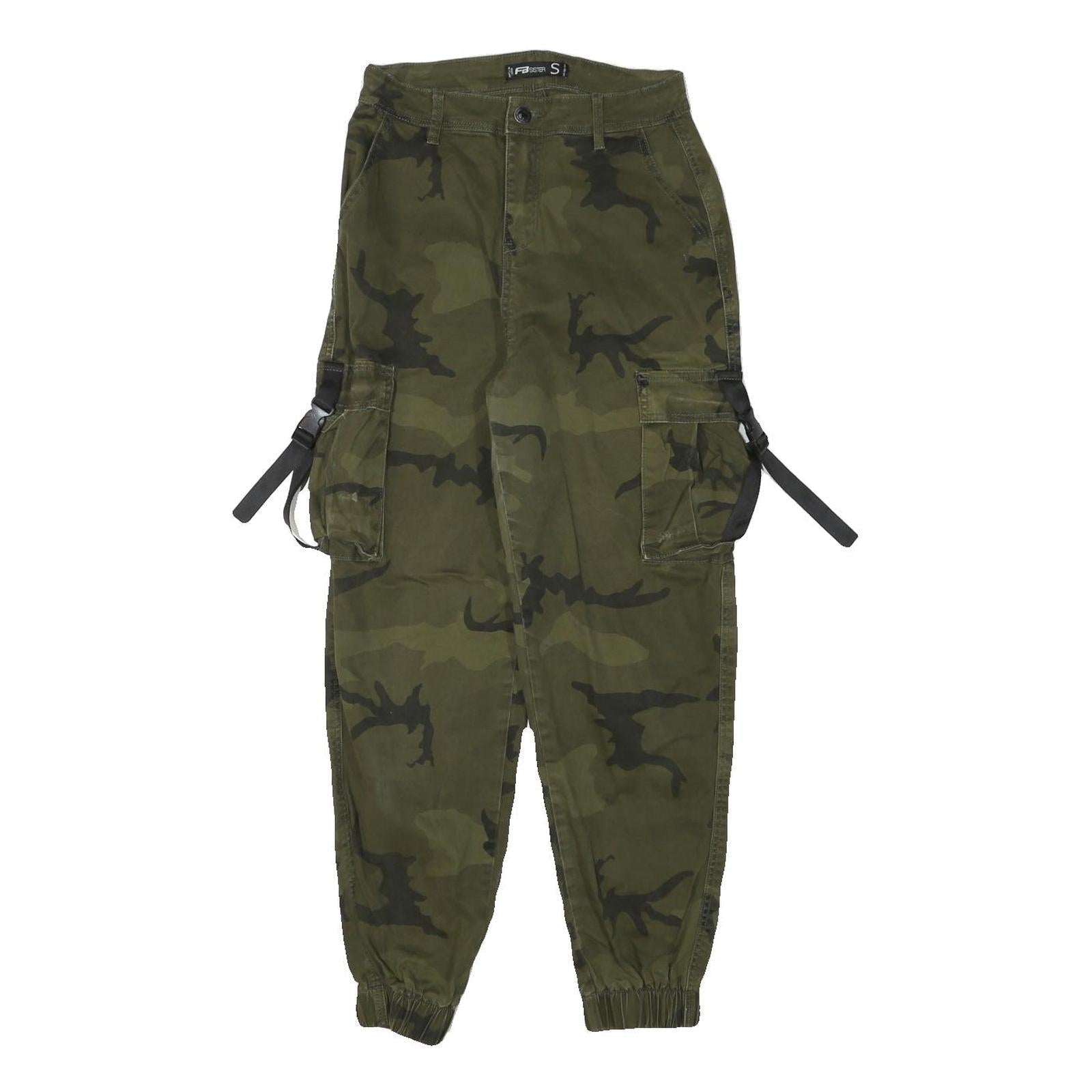 FB SISTER Womens Cotton Blend Green Camouflage Relaxed Tapered Trousers W26 L26 Refurbished - N/A refurbished available on Cerqular
