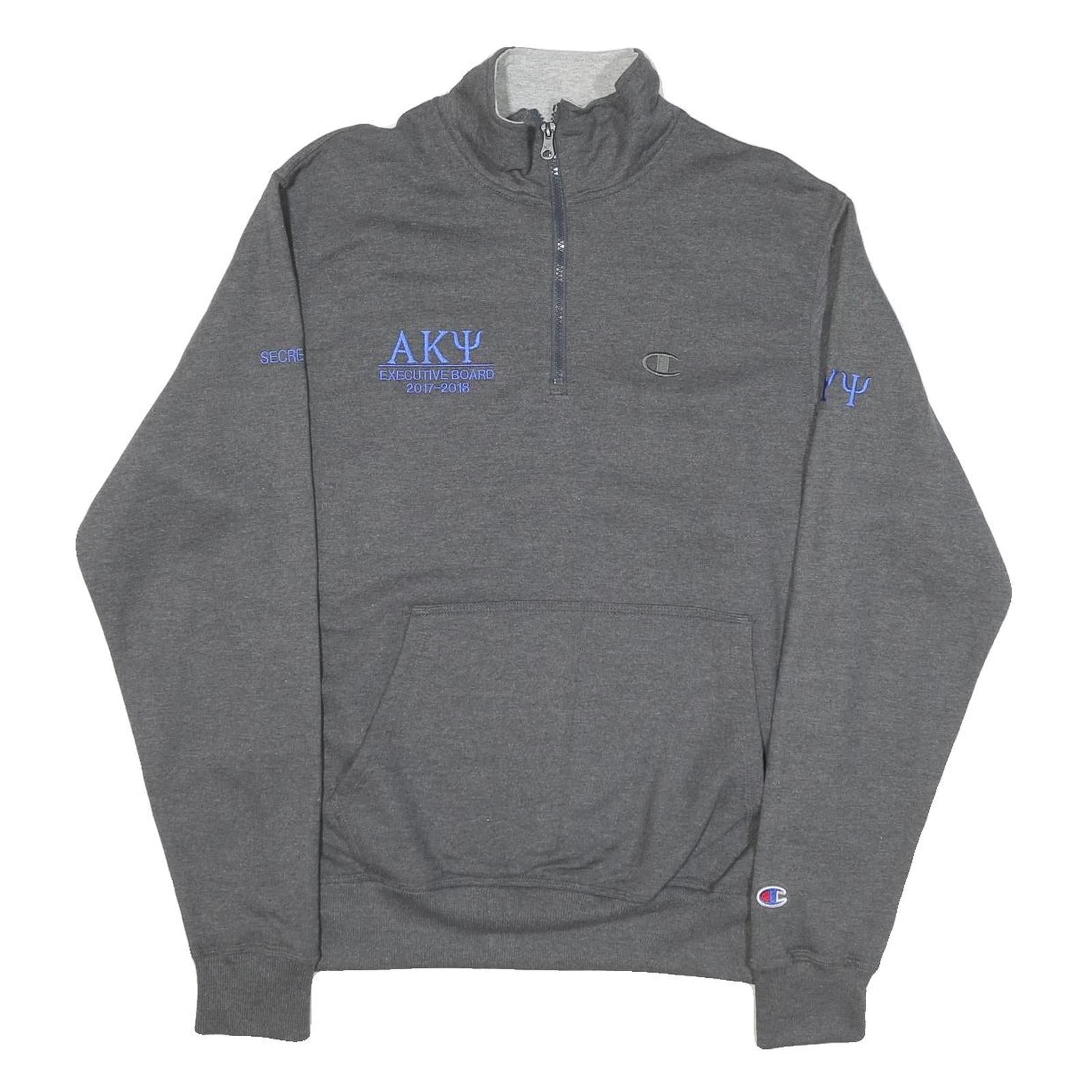 CHAMPION Mens Grey 1/4 Zip S Cotton Blend Sweatshirt Executive Board Refurbished - N/A refurbished available on Cerqular