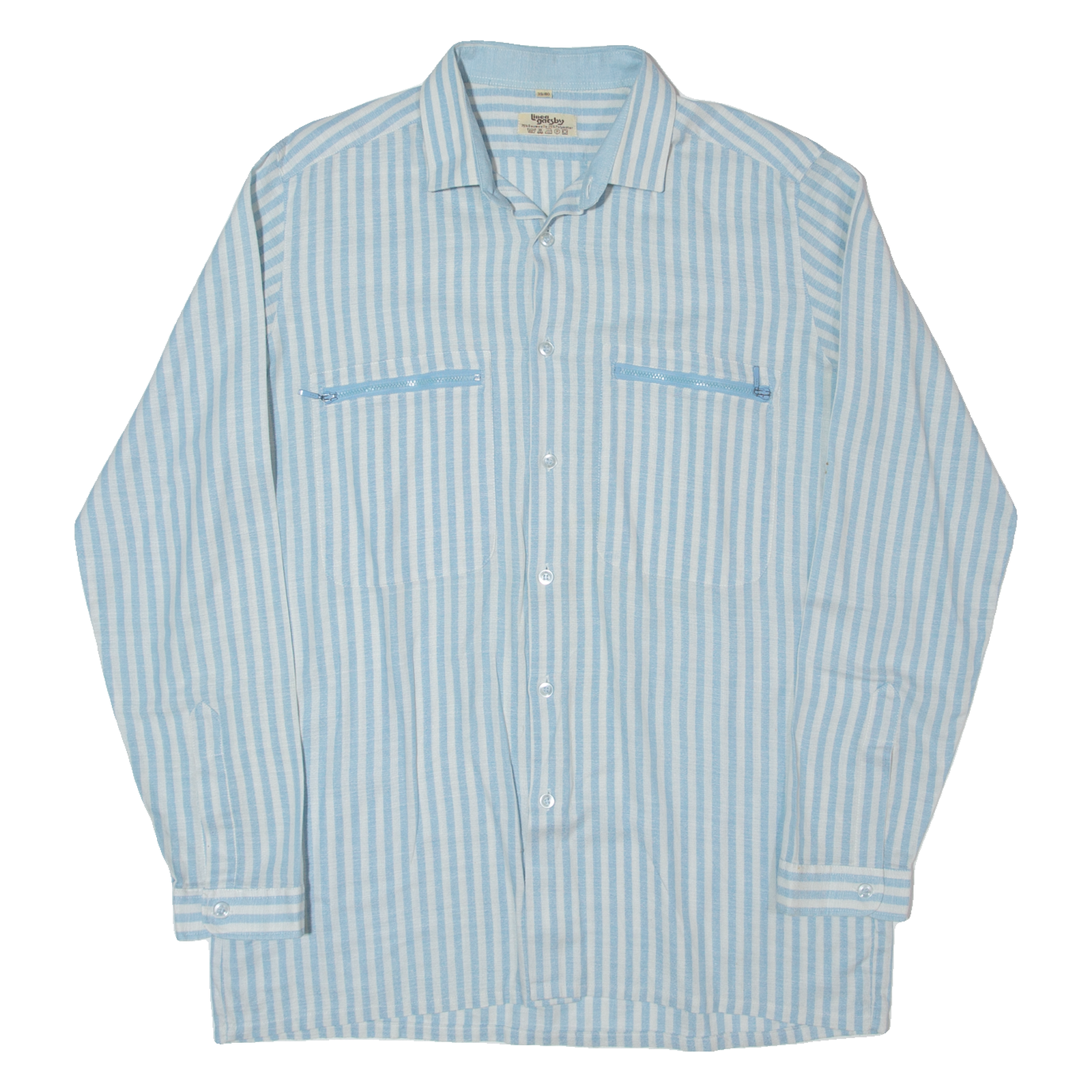 LINEA GATSBY Mens Shirt Blue 90s Striped Long Sleeve XXS Refurbished - N/A refurbished available on Cerqular
