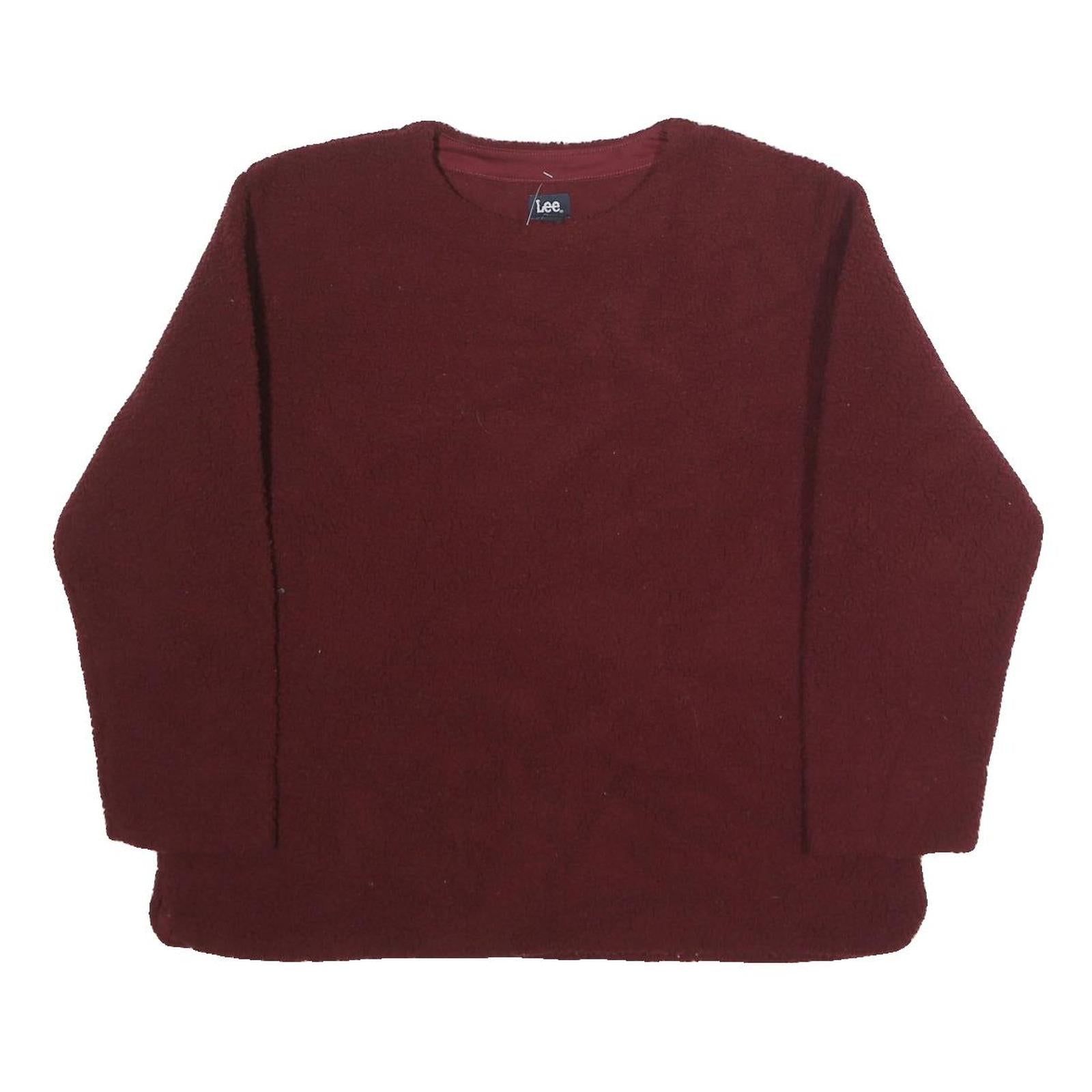 LEE Womens Maroon Plain Crew Neck Polyester Jumper L Casual Basic Knit Refurbished - N/A refurbished available on Cerqular