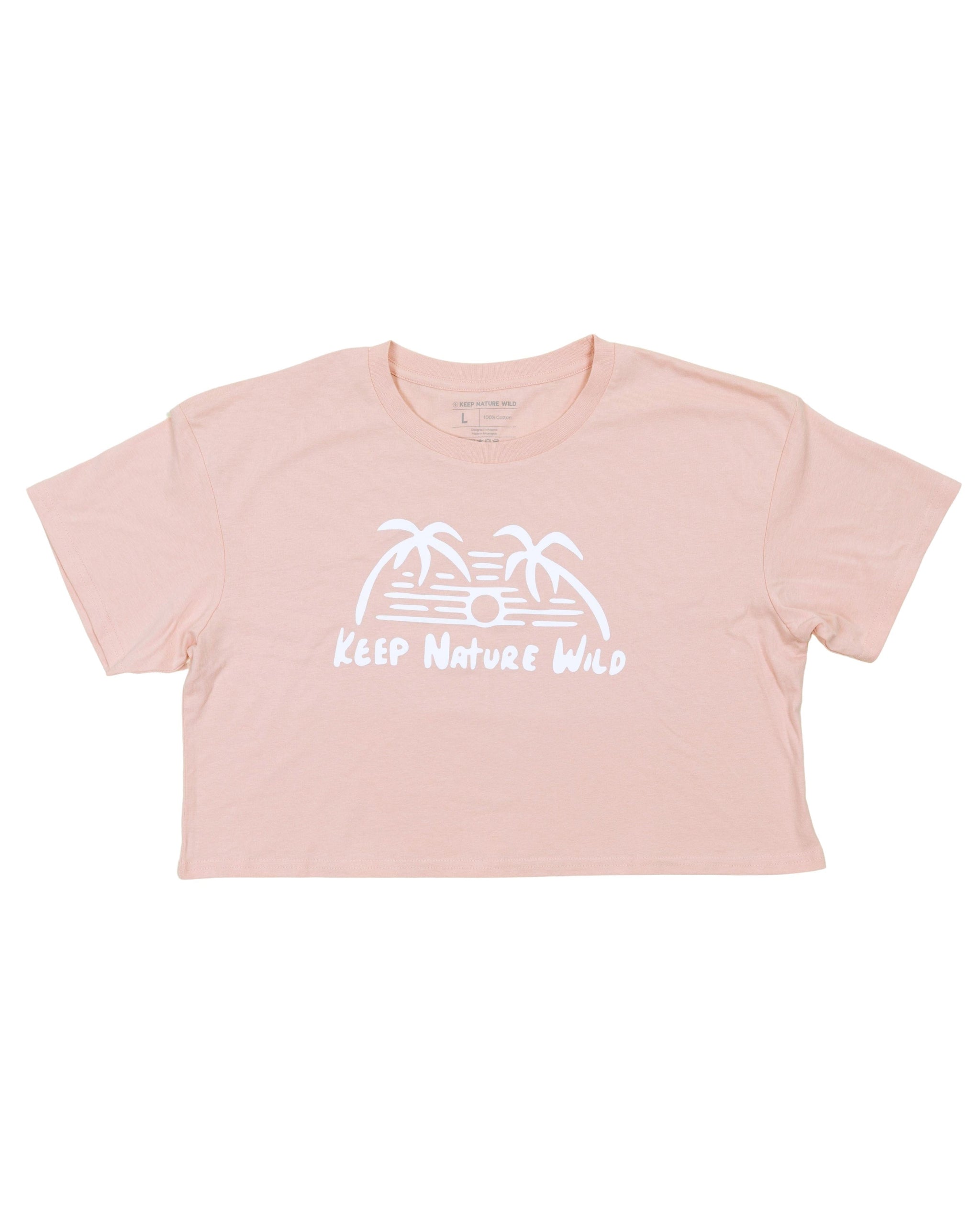 Sundown Palms Women's Crop Tee | Blush | Size: L | Color: Blush Refurbished - Keep Nature Wild refurbished available on Cerqular