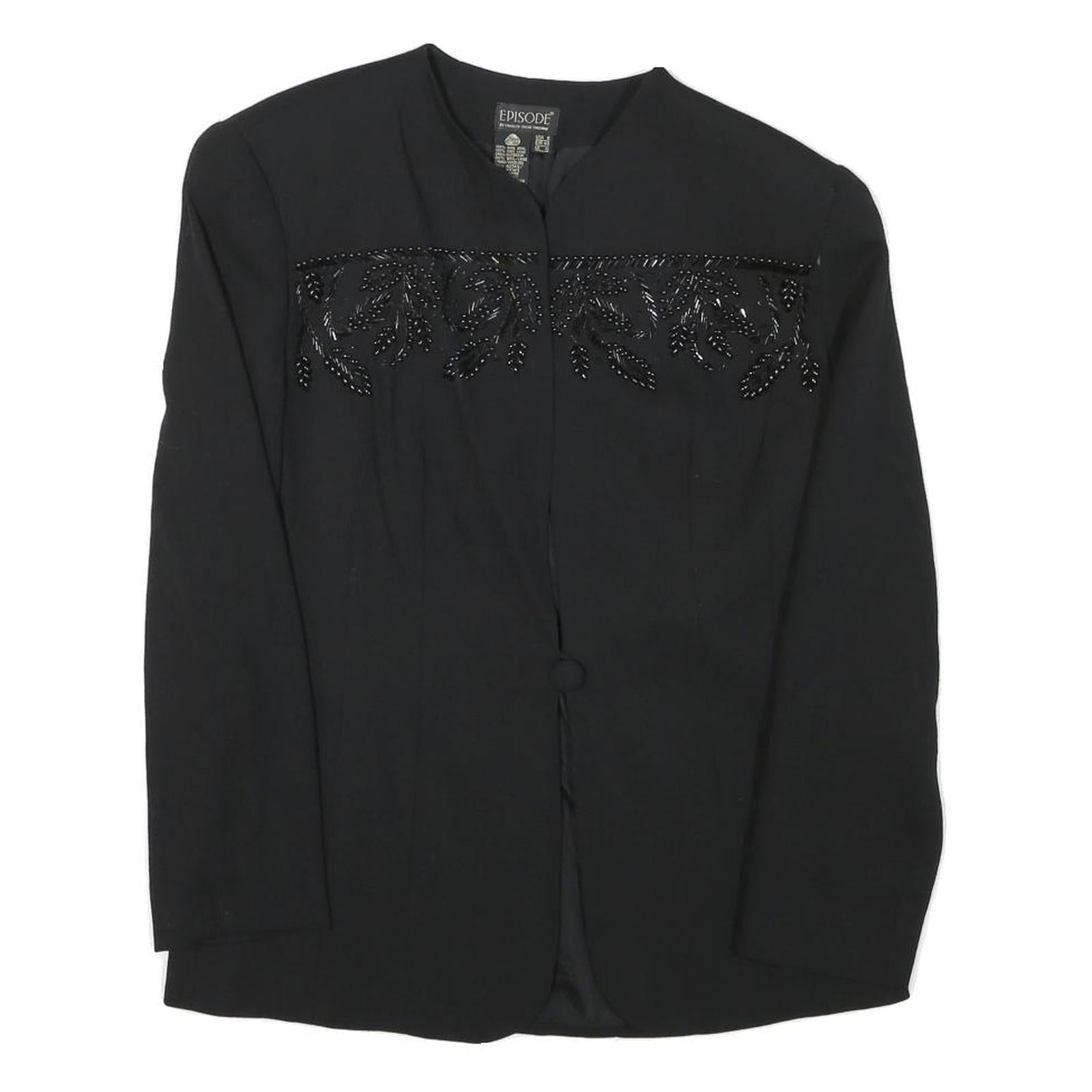 EPISODE Womens Black Wool Blend Embellished Button Jacket UK 10 Classic Fit Refurbished - N/A refurbished available on Cerqular