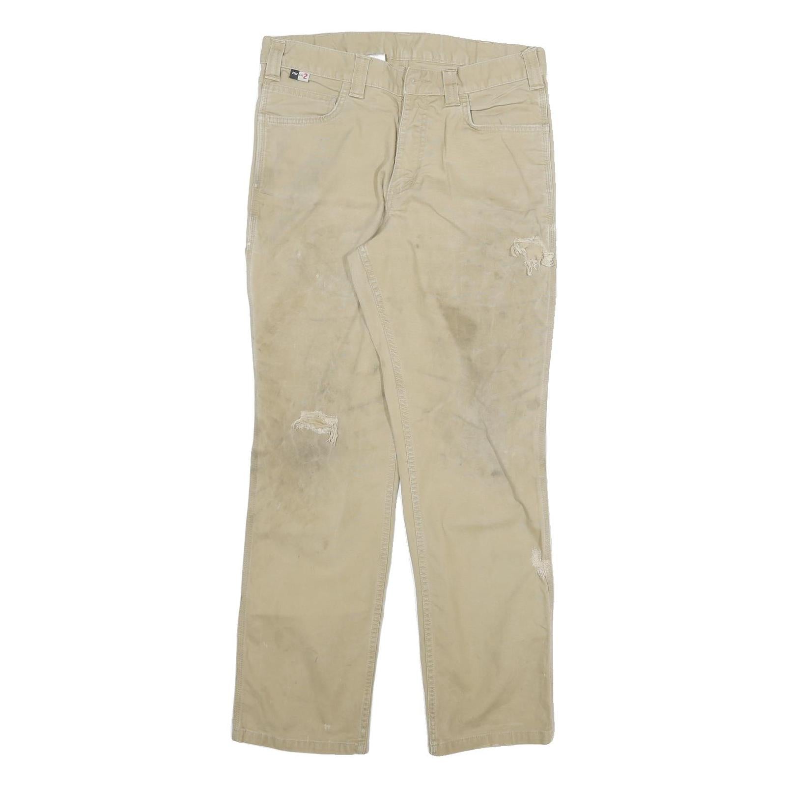 CARHARTT Mens Regular Fit Beige Cotton Blend Trousers W30 L30 Workwear Zip Refurbished - N/A refurbished available on Cerqular