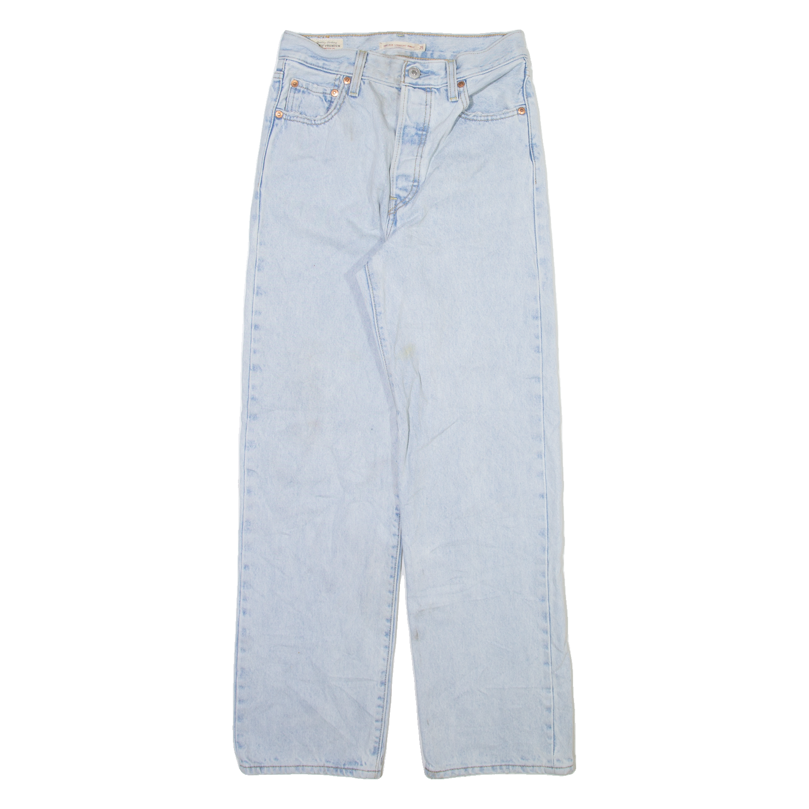 LEVI'S Ribcage Premium Womens Jeans Blue Slim Straight W25 L28 Refurbished - N/A refurbished available on Cerqular