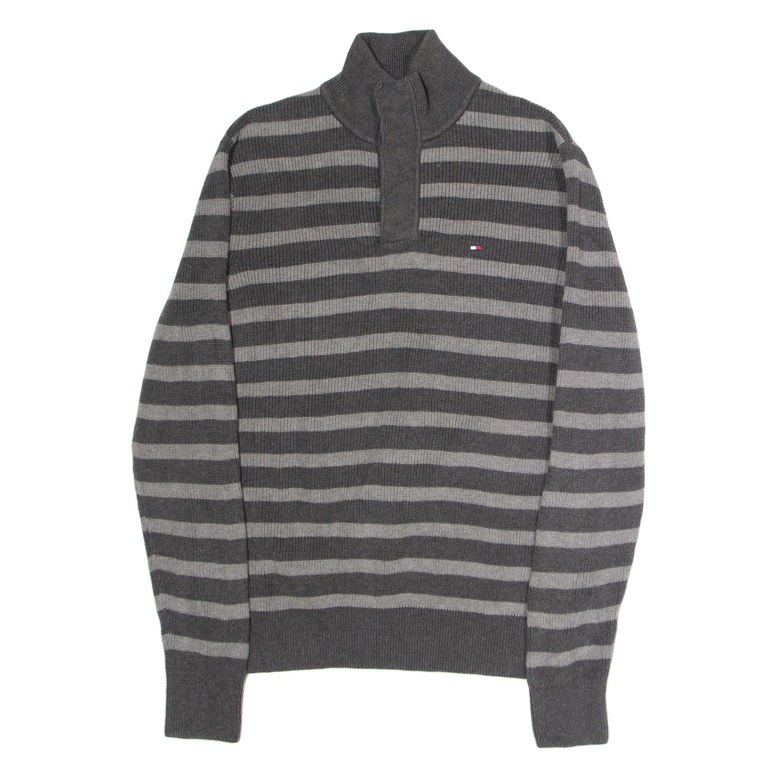 Buy TOMMY HILFIGER Mens Patterned Jumper Grey Striped Button Neck Tight Knit M Refurbished - $41.59 TOMMY HILFIGER Mens Patterned Jumper Grey Striped Button Neck Tight Knit M Refurbished - N/A refurbished available on Cerqular