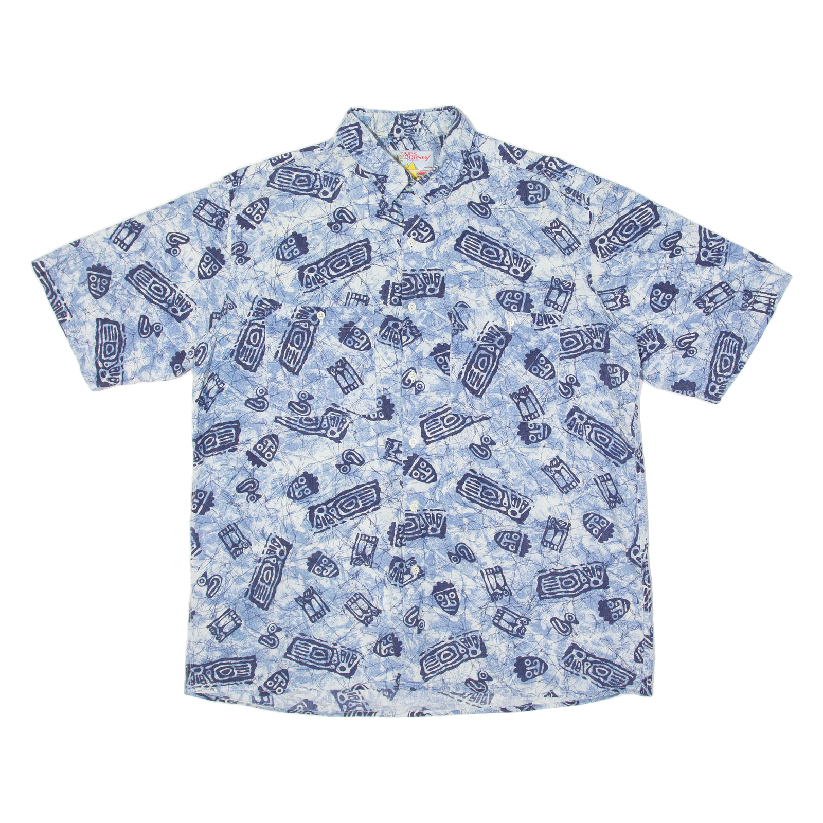 WES DORSEY Aztec Mens Shirt Blue 90s L Refurbished - N/A refurbished available on Cerqular
