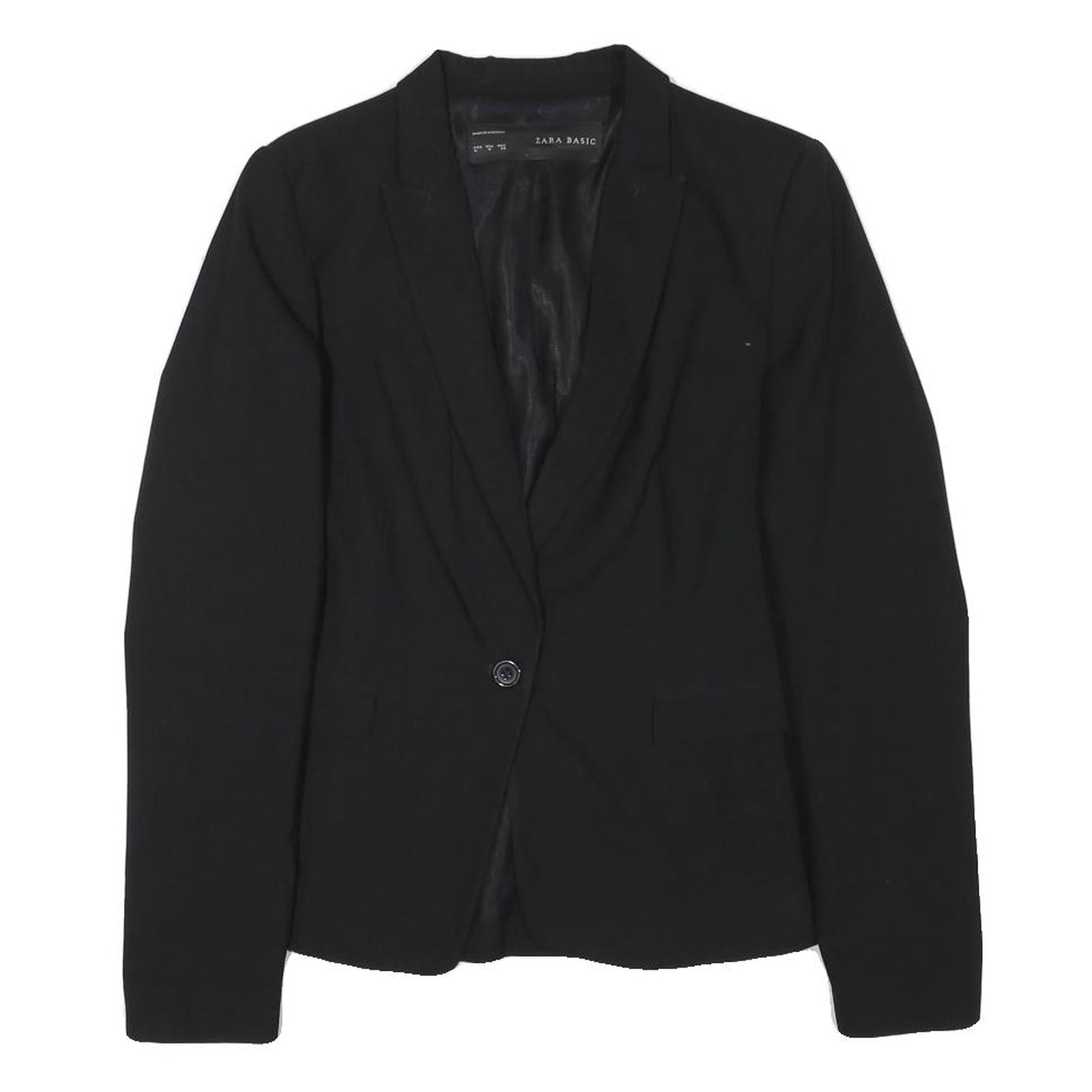 ZARA BASIC Womens Black Classic Jacket M Polyester Blend Button Plain Stylish Refurbished - N/A refurbished available on Cerqular