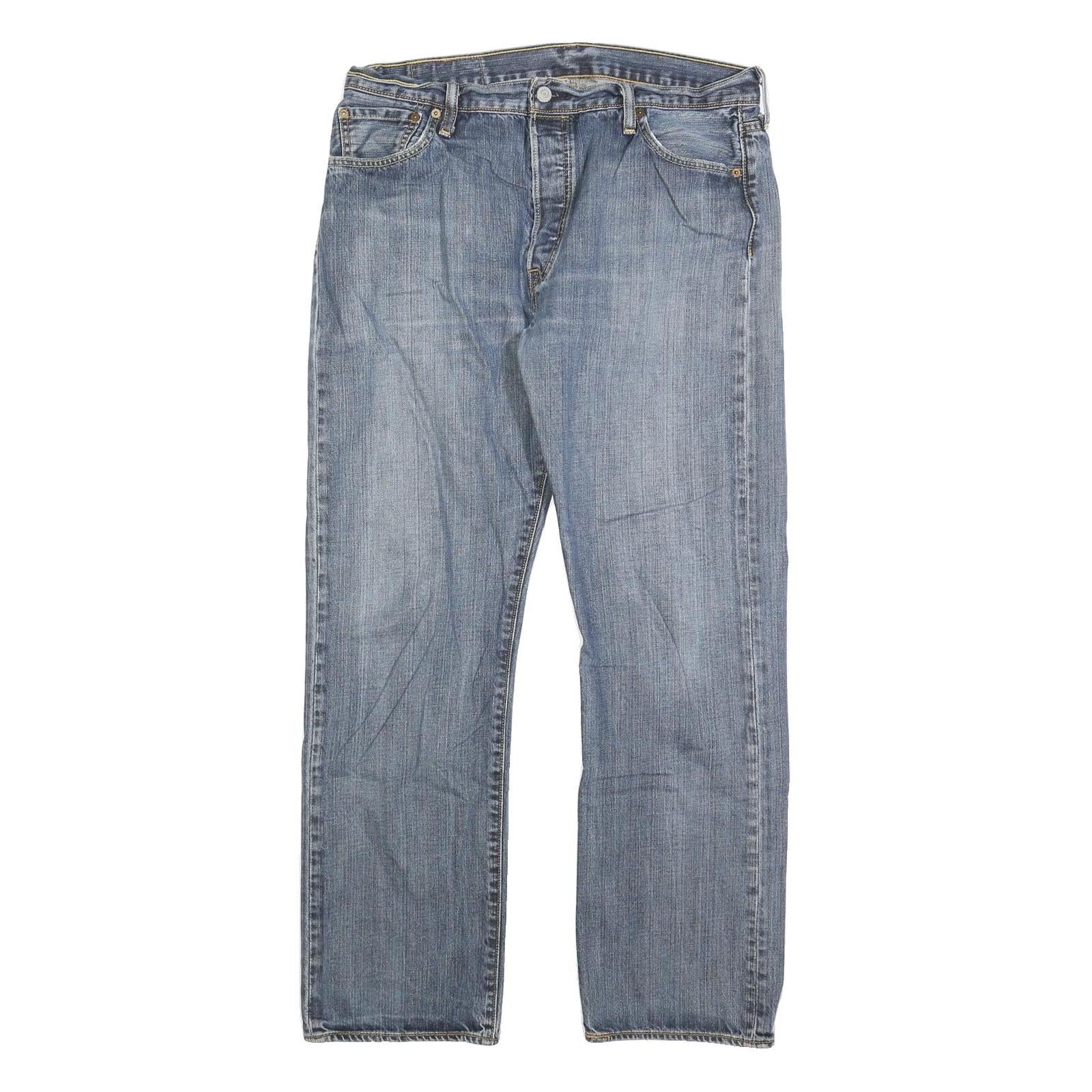 LEVI'S 501 Mens Jeans Blue Regular Straight Denim Medium W36 L32 Classic Button Refurbished - N/A refurbished available on Cerqular