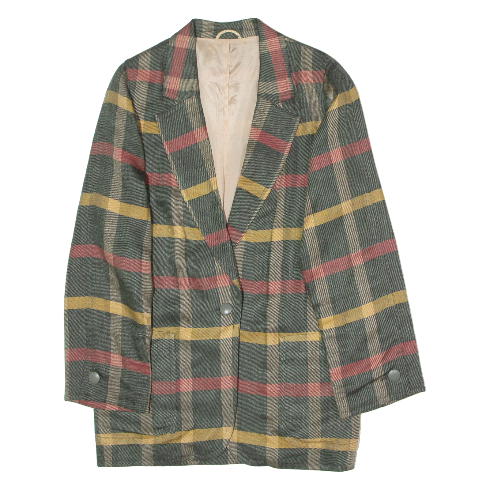 JOSEPH JANARD Womens Blazer Jacket Green Linen Check UK 8 Refurbished - N/A refurbished available on Cerqular