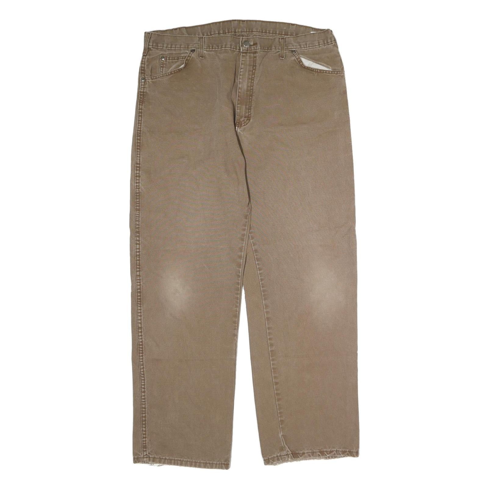 DICKIES Mens Cotton Regular Fit Straight Jeans Beige W40 L32 Workwear Zip Refurbished - N/A refurbished available on Cerqular