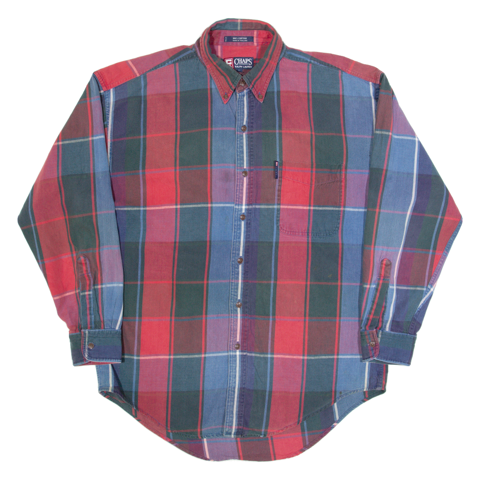 CHAPS RALPH LAUREN Mens Shirt Red 90s Check Long Sleeve L Refurbished - N/A refurbished available on Cerqular