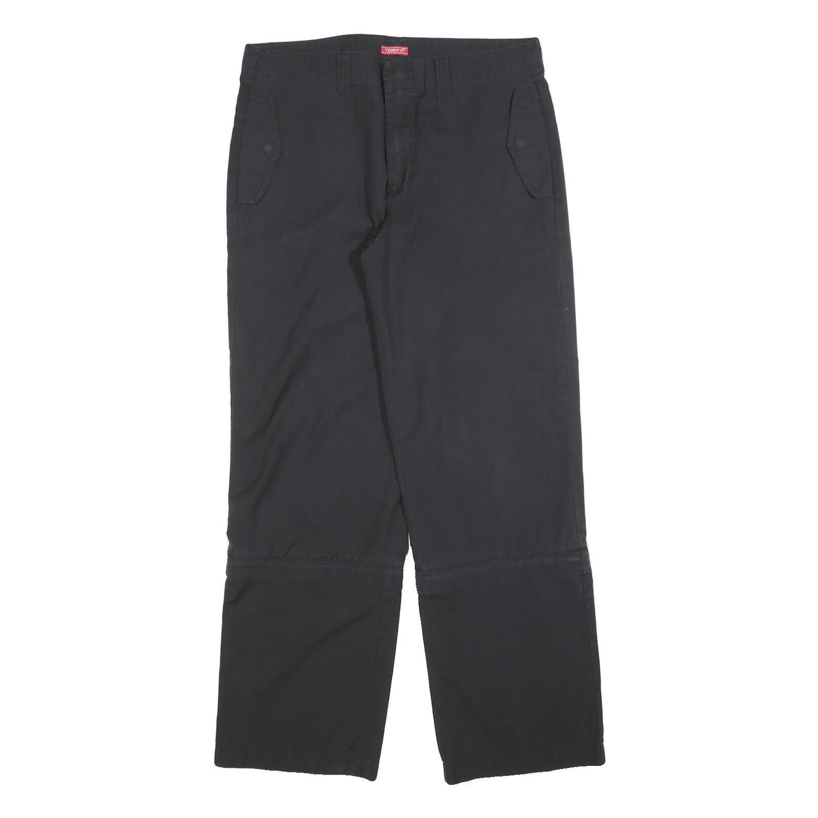 TEDDY'S Womens Cotton Blend Black Regular Fit Straight Leg Trousers W34 L32 Refurbished - N/A refurbished available on Cerqular