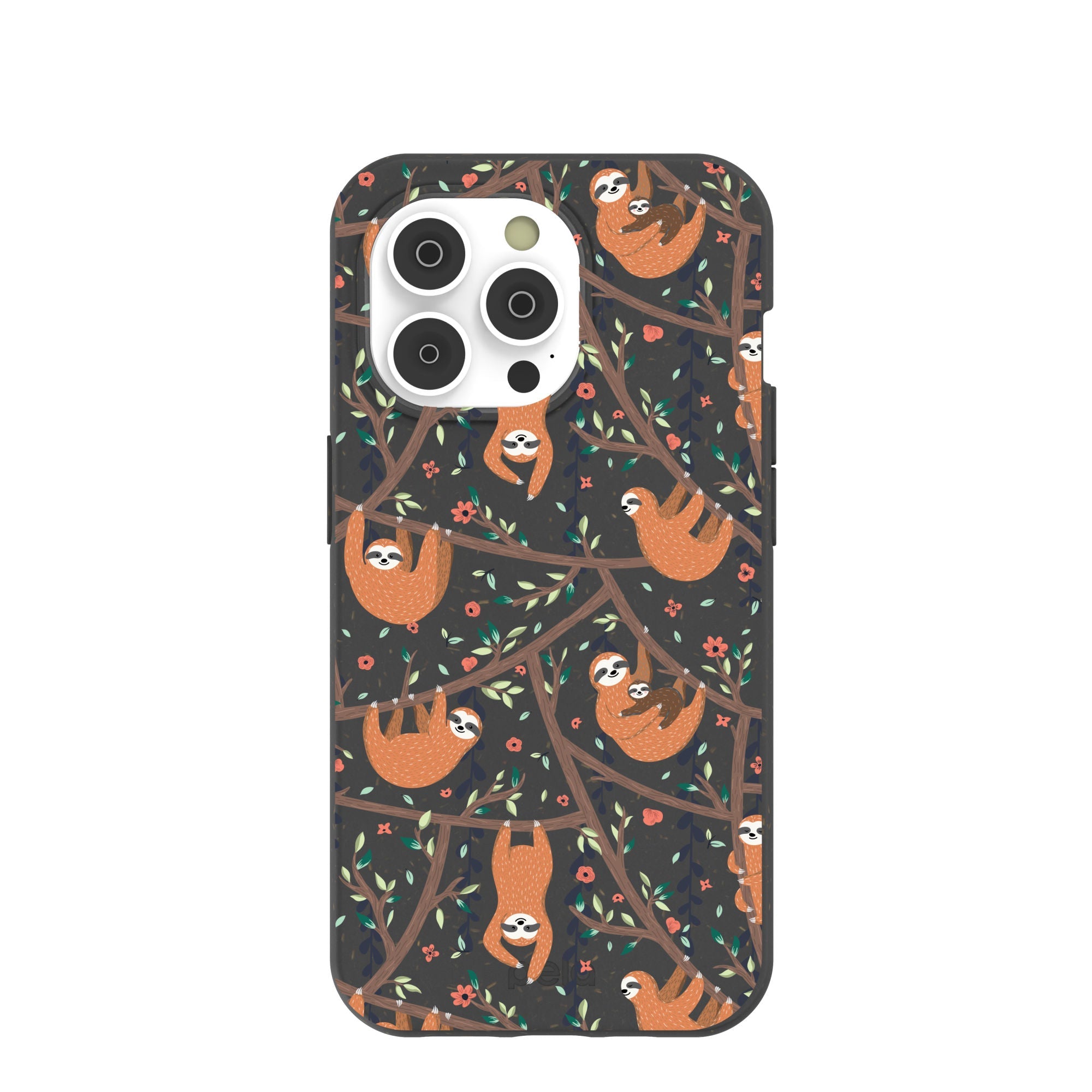 Black Jungle Sloths iPhone 14 Pro Case Refurbished - Pela Case refurbished available on Cerqular