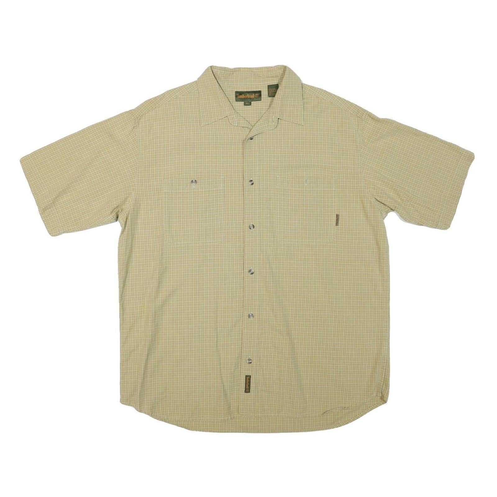 TIMBERLAND Mens Beige Check Shirt XL Cotton Blend Casual Short Sleeve Refurbished - N/A refurbished available on Cerqular