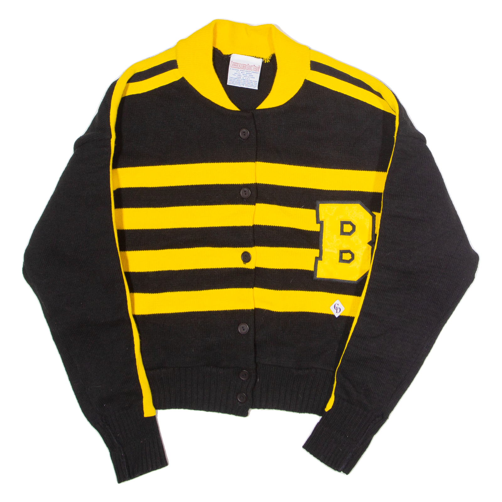 CHEERLEADER DANZTEAM B Womens Patterned Cardigan Black Striped 80s S Refurbished - N/A refurbished available on Cerqular
