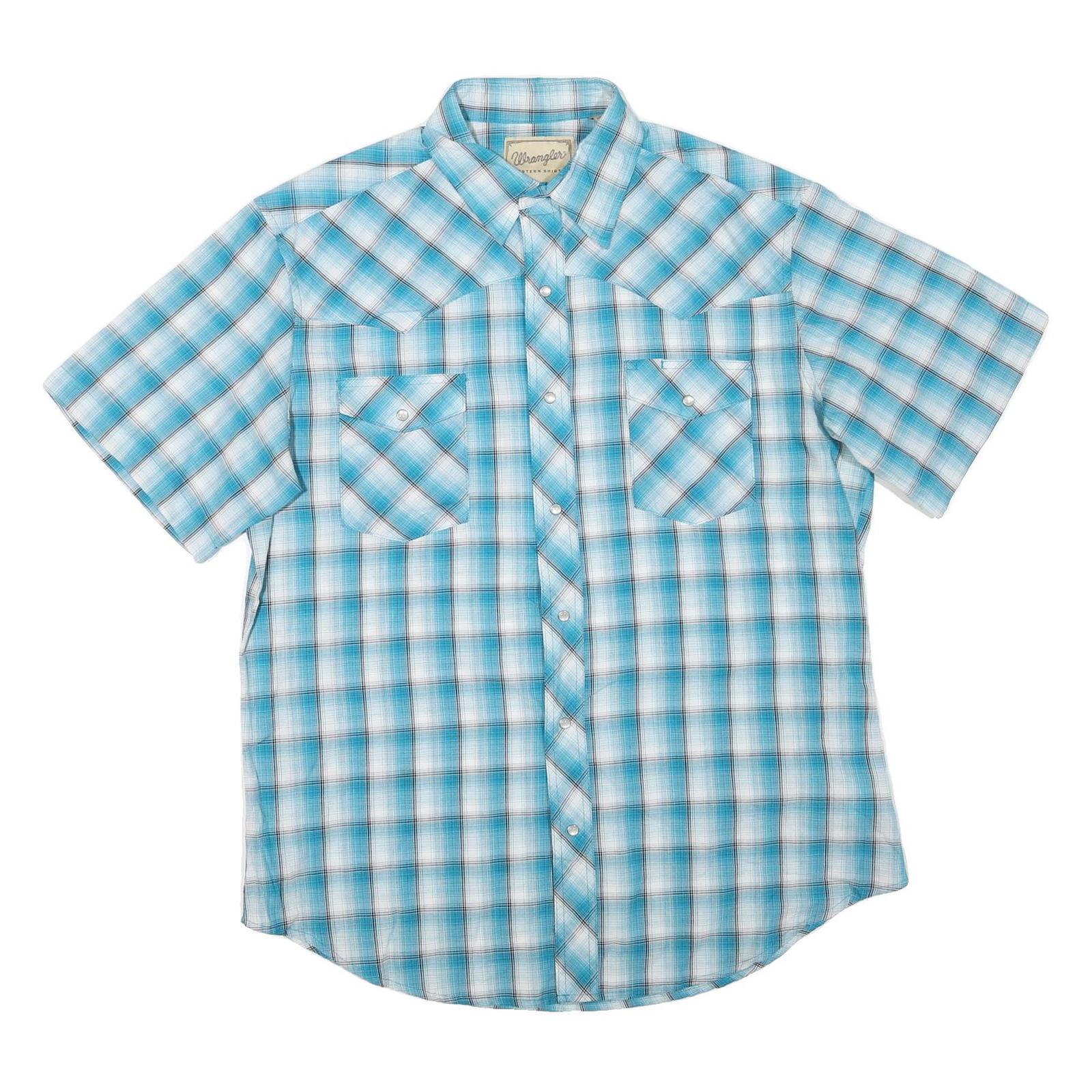 Buy WRANGLER Mens Blue Check Shirt L Short Sleeve Western Cotton Blend Refurbished - $36.39 WRANGLER Mens Blue Check Shirt L Short Sleeve Western Cotton Blend Refurbished - N/A refurbished available on Cerqular
