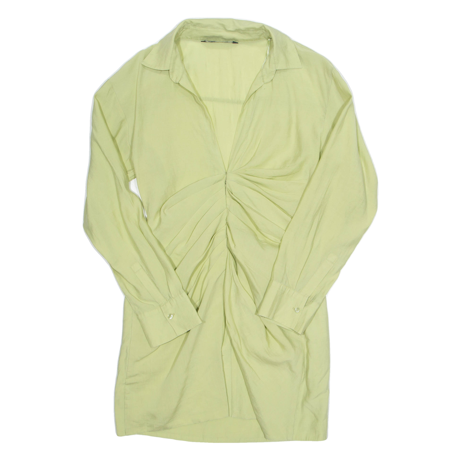ZARA Womens Shirt Dress Green Long Sleeve Knee Length M Refurbished - N/A refurbished available on Cerqular