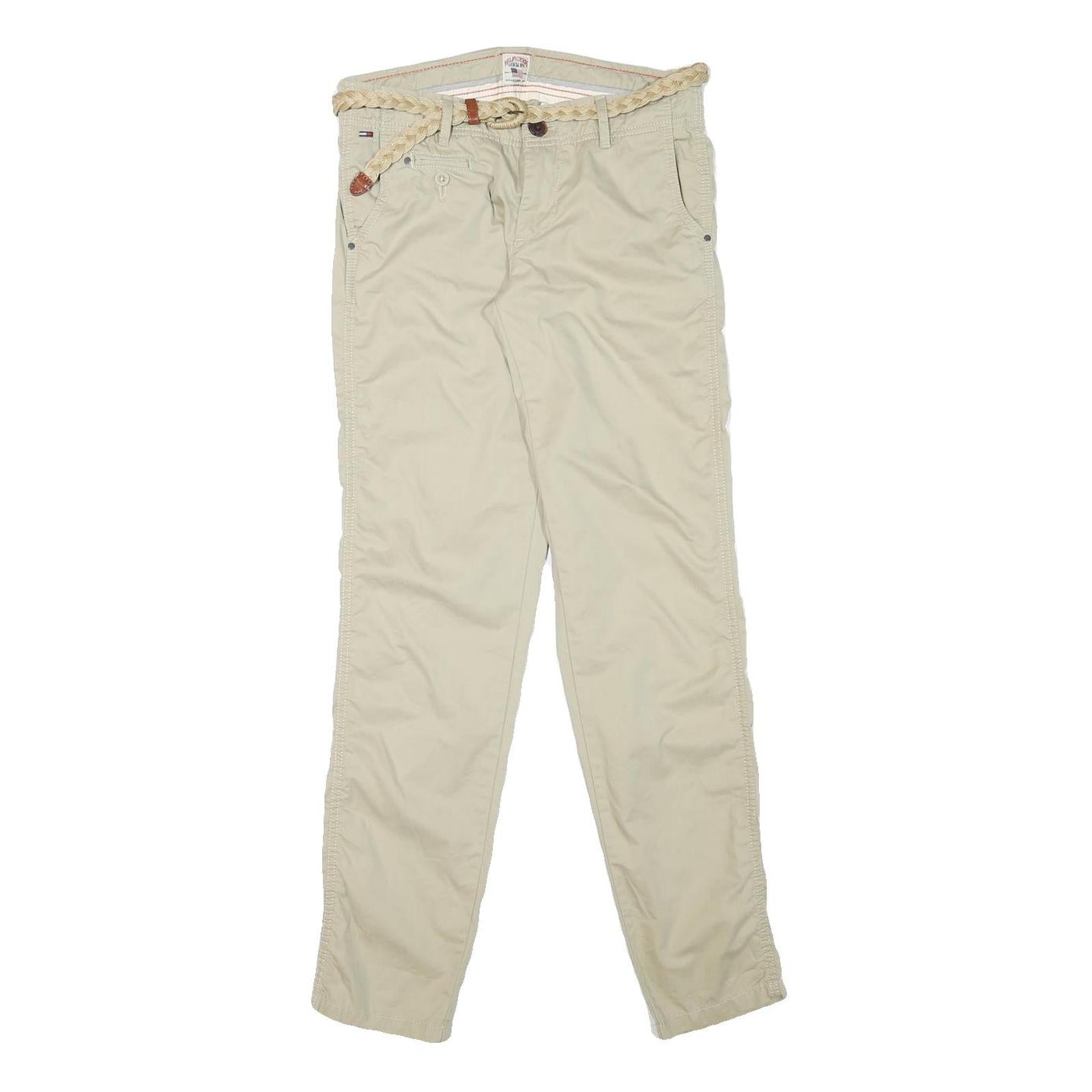 TOMMY HILFIGER Womens Cotton Blend Beige Slim Straight Trousers W28 L31 Braided Refurbished - N/A refurbished available on Cerqular