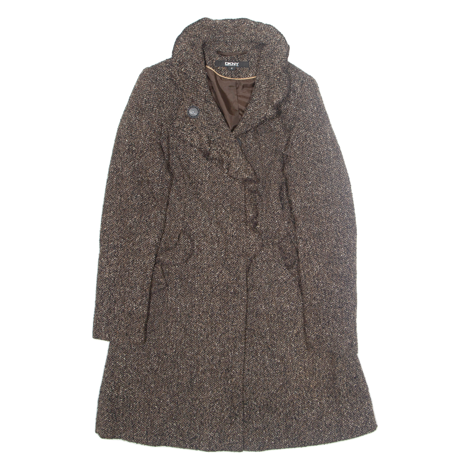 DKNY Womens Overcoat Jacket Brown Wool M Refurbished - N/A refurbished available on Cerqular