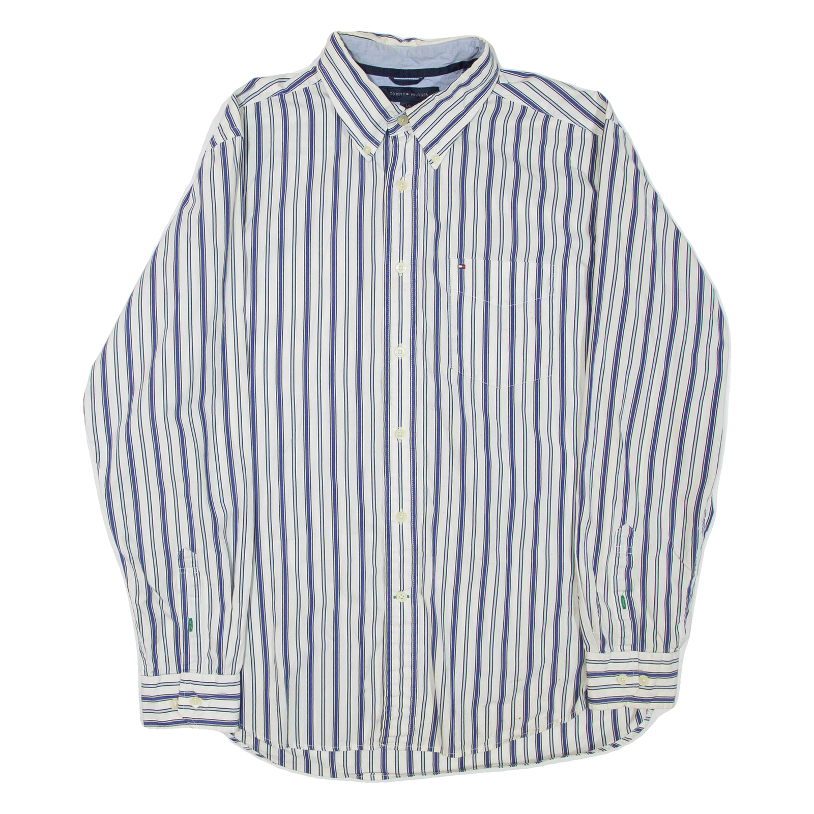 TOMMY HILFIGER Mens Shirt White Striped Long Sleeve L Refurbished - N/A refurbished available on Cerqular