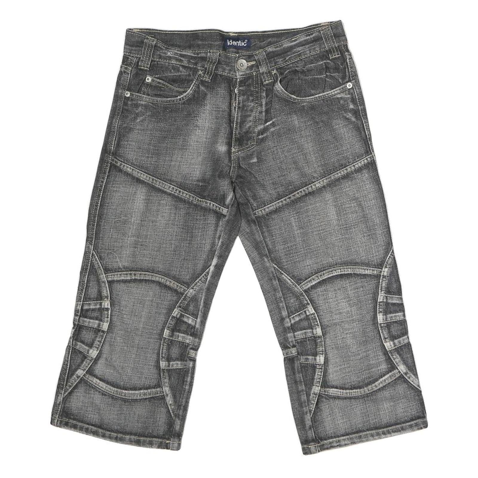 IDENTIC Mens Cotton Grey Casual Shorts M W32 Denim Style Pattern Refurbished - N/A refurbished available on Cerqular