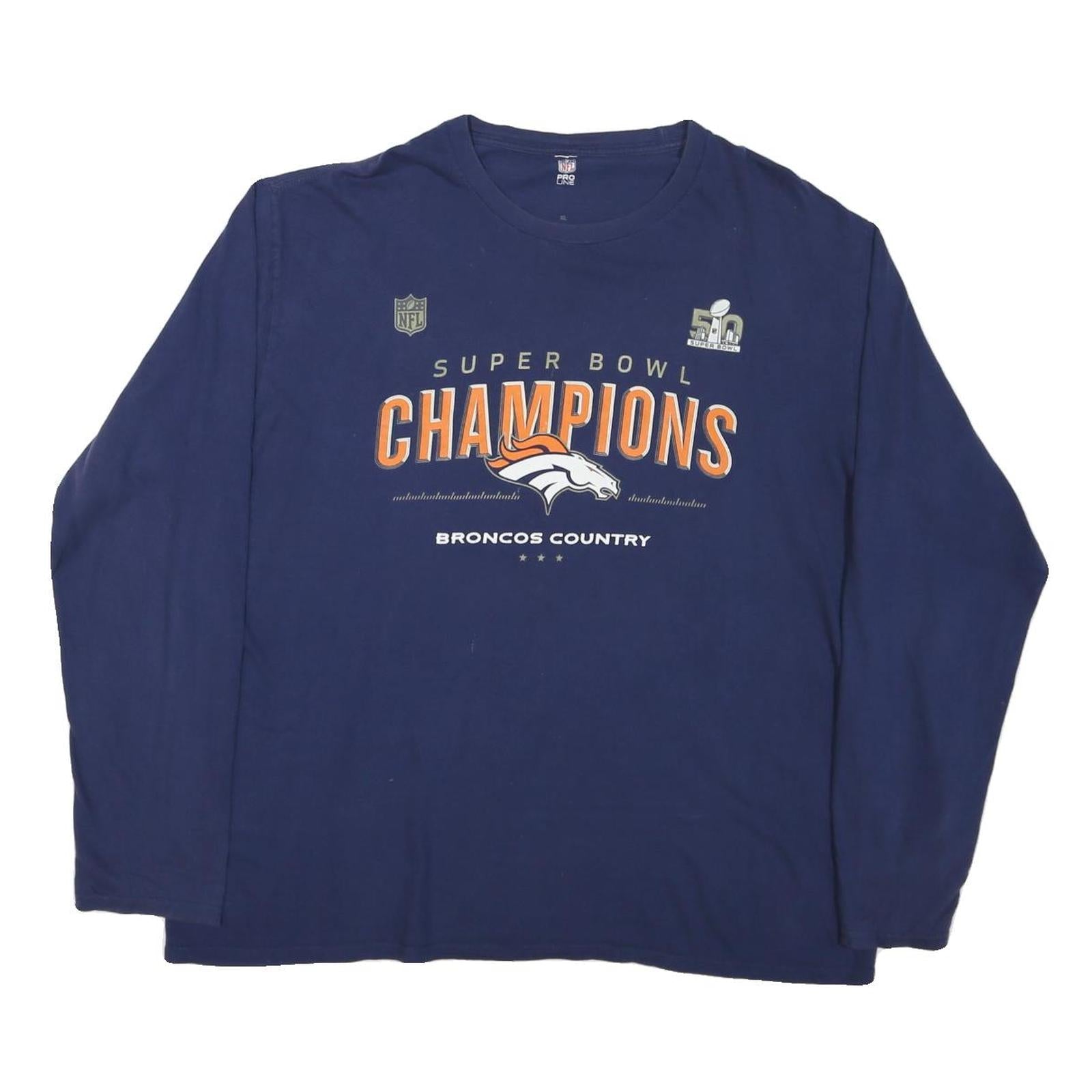 NFL Mens Blue Denver Broncos Super Bowl Champions Long Sleeve Crew Neck XL Refurbished - N/A refurbished available on Cerqular