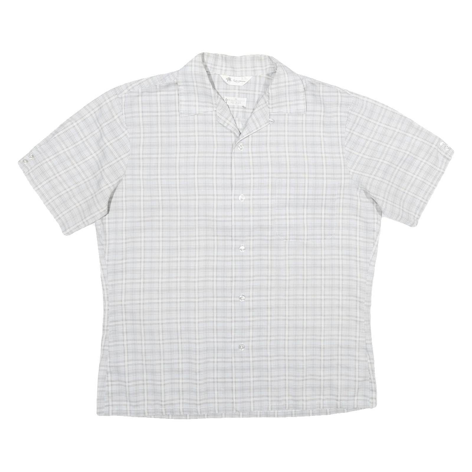 MR CALIFORNIA Mens Grey Check Shirt M Short Sleeve Button Collar Casual Refurbished - N/A refurbished available on Cerqular