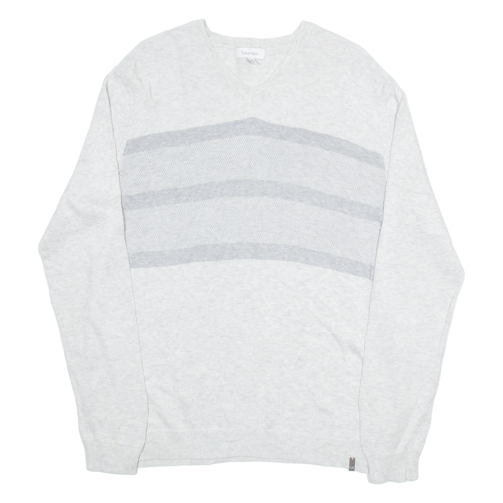 CALVIN KLEIN Mens Jumper Grey V-Neck Tight Knit M Refurbished - N/A refurbished available on Cerqular