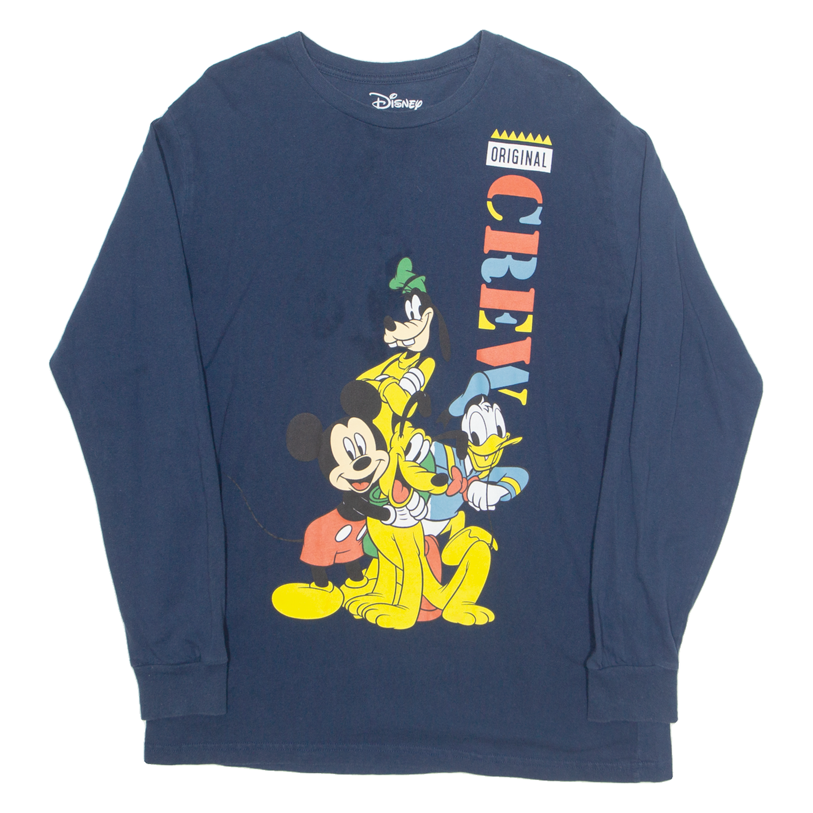 DISNEY Crew Mens T-Shirt Blue Long Sleeve L Refurbished - N/A refurbished available on Cerqular