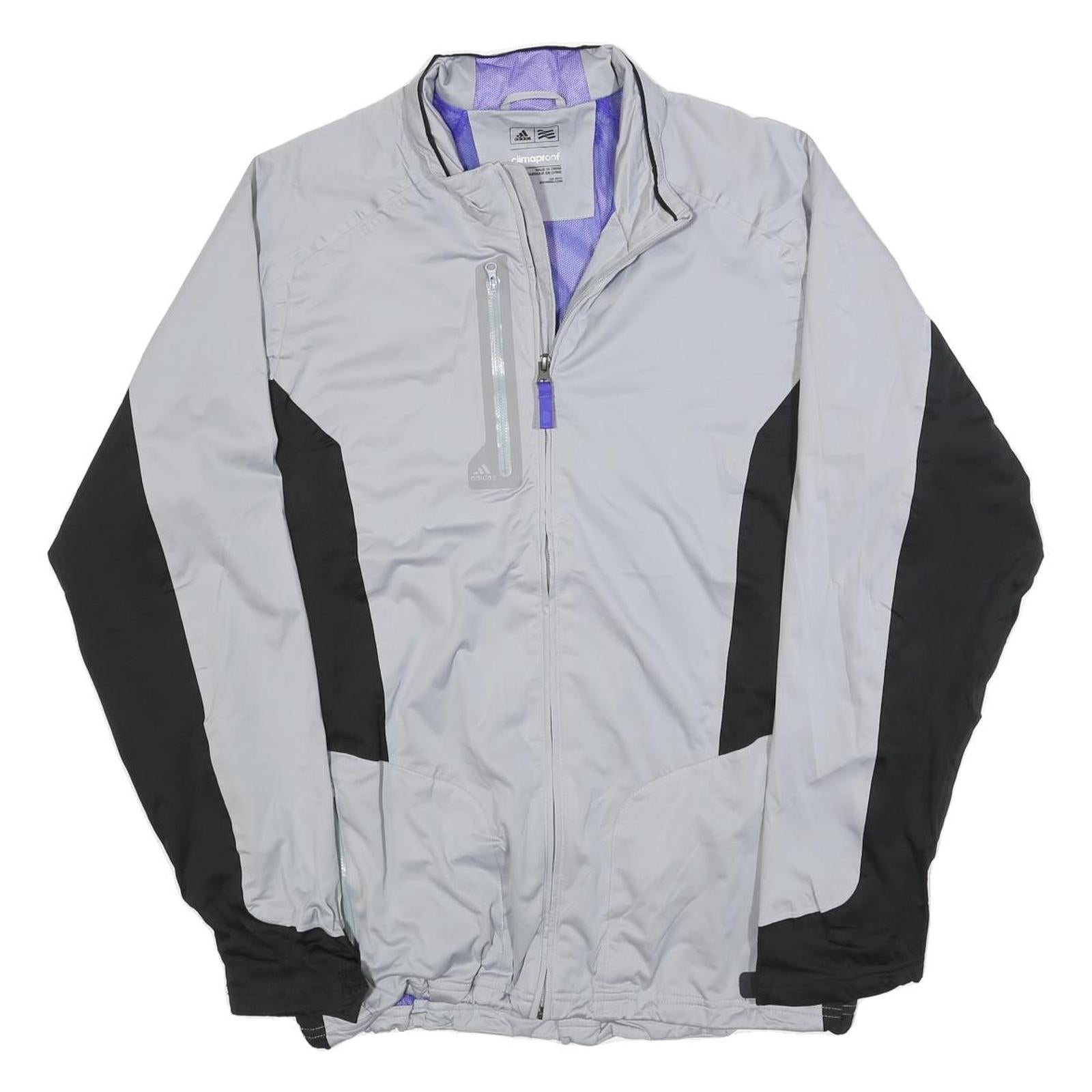 ADIDAS Mens Grey & Black Athletic Polyester Blend Zip Jacket L Sports Outerwear Refurbished - N/A refurbished available on Cerqular