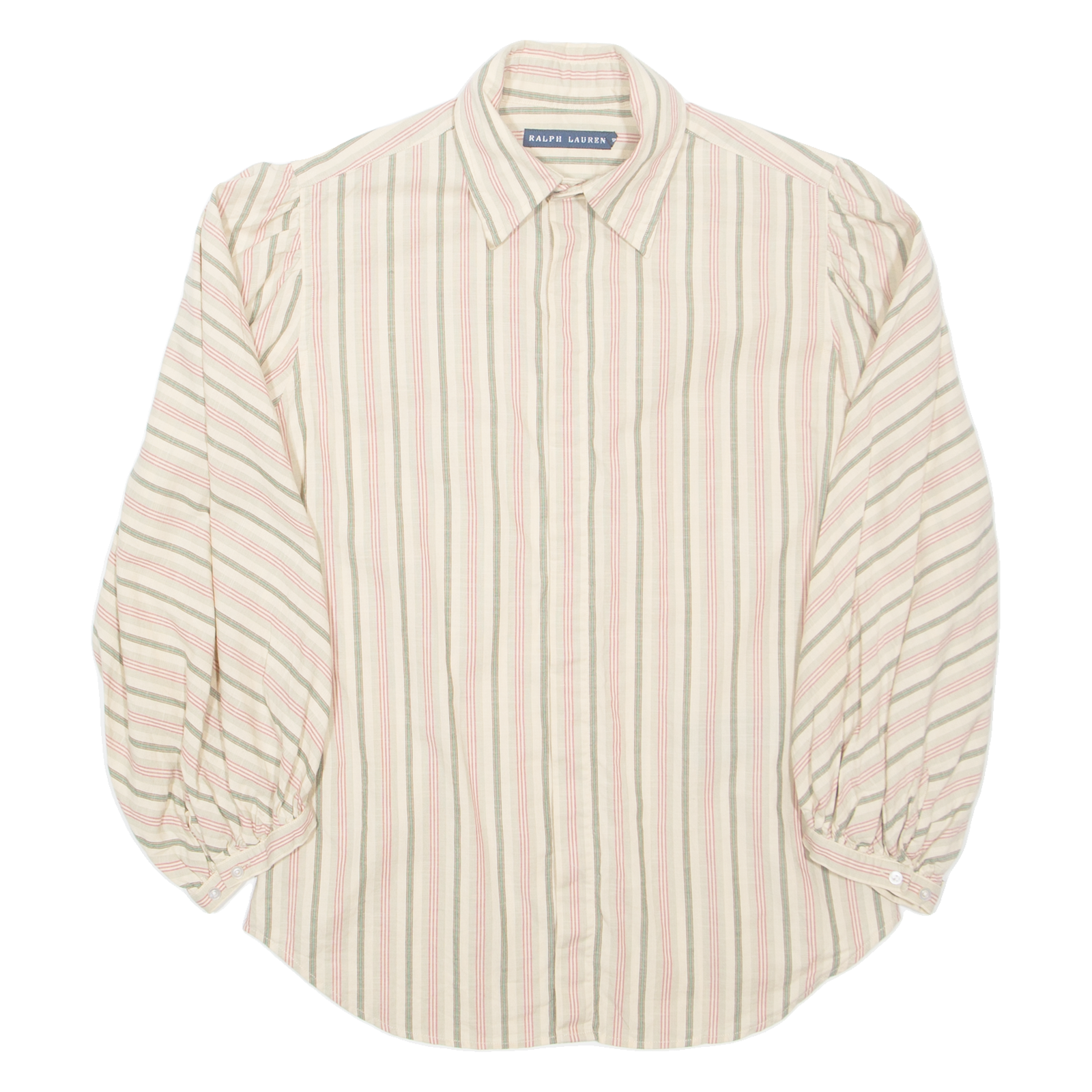 RALPH LAUREN Womens Shirt Beige Pinstripe Long Sleeve UK 4 Refurbished - N/A refurbished available on Cerqular